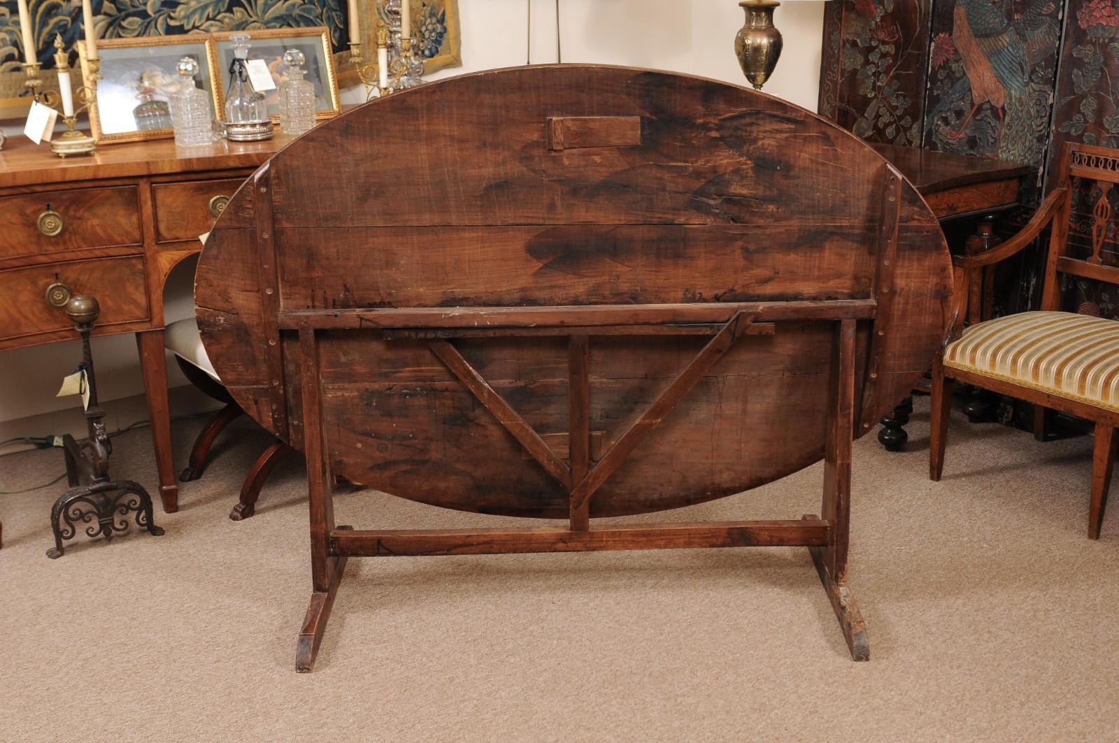 Mid-19th Century French Oval Wine Tasting Table in Fruitwood 5