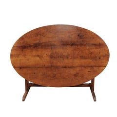 Mid-19th Century French Oval Wine Tasting Table in Fruitwood