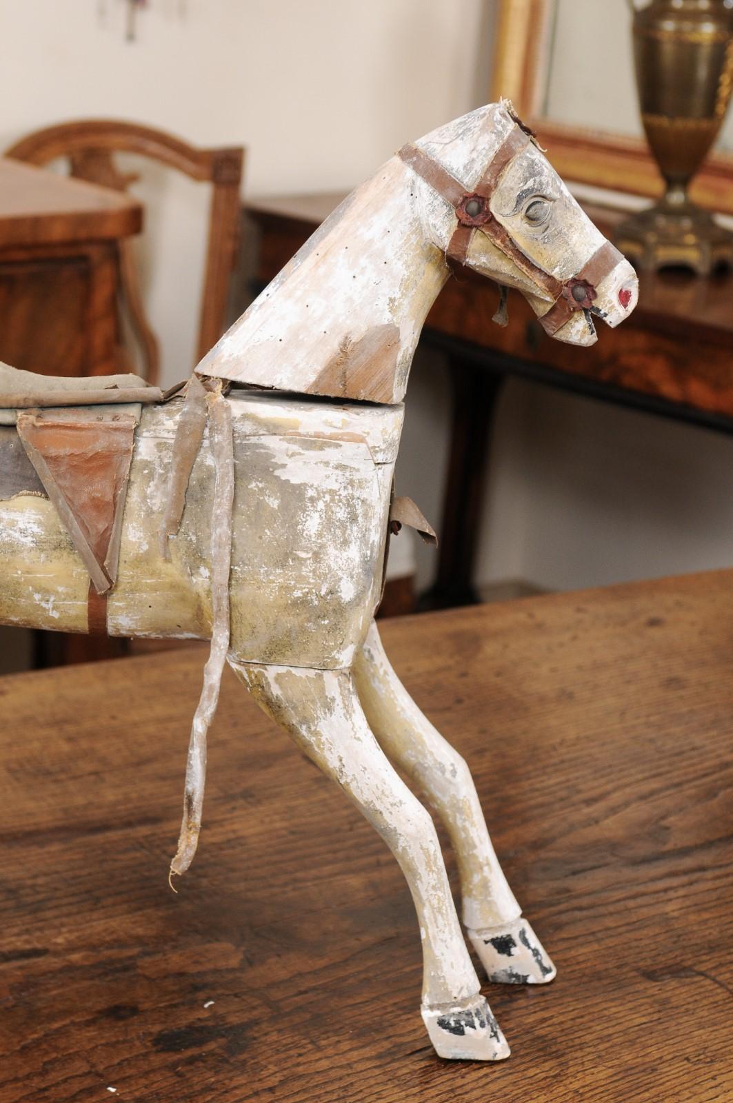 Mid-19th Century French Painted Wooden Horse 4