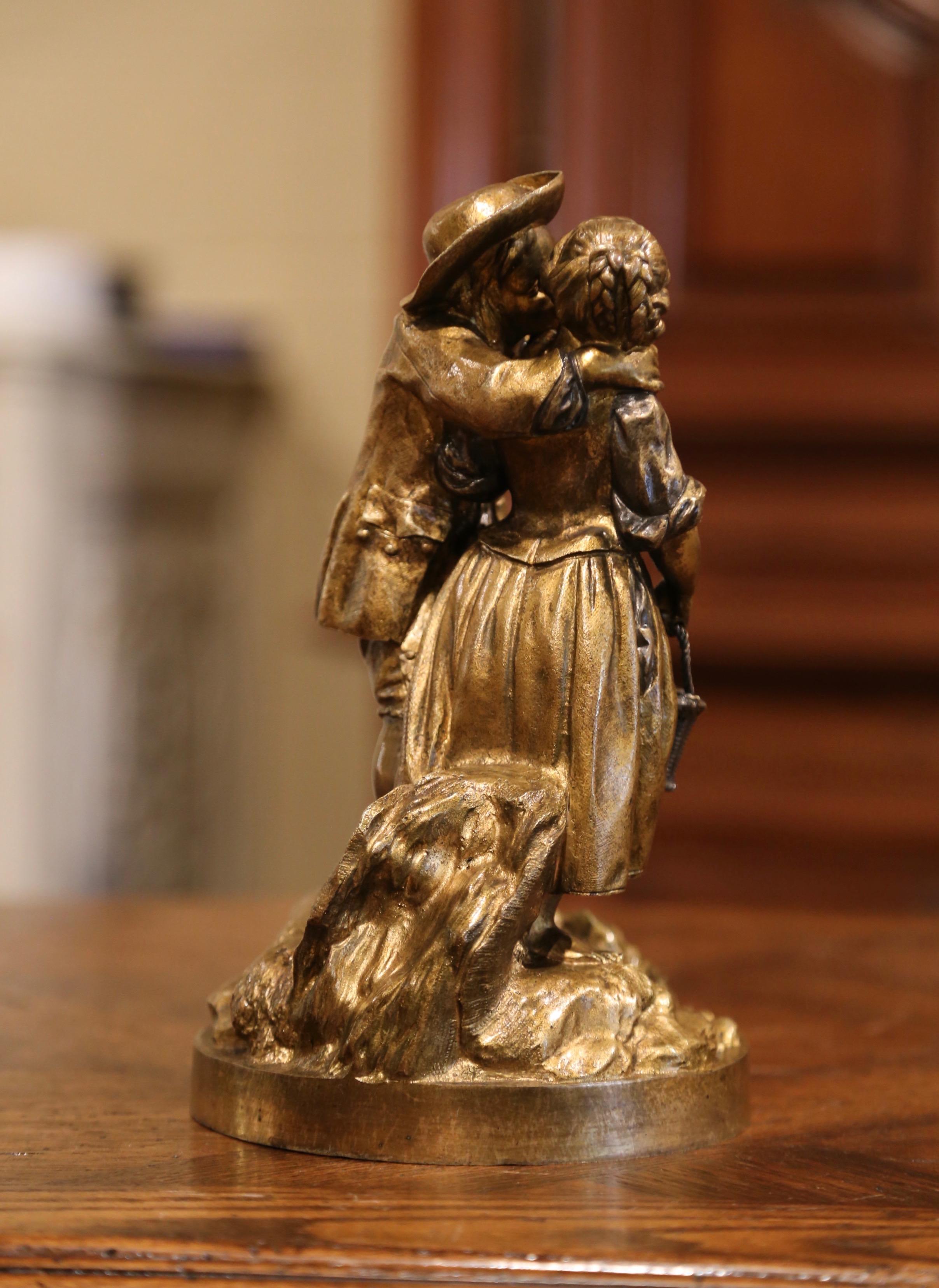 Gilt Mid-19th Century French Patinated Bronze Sculpture Composition 