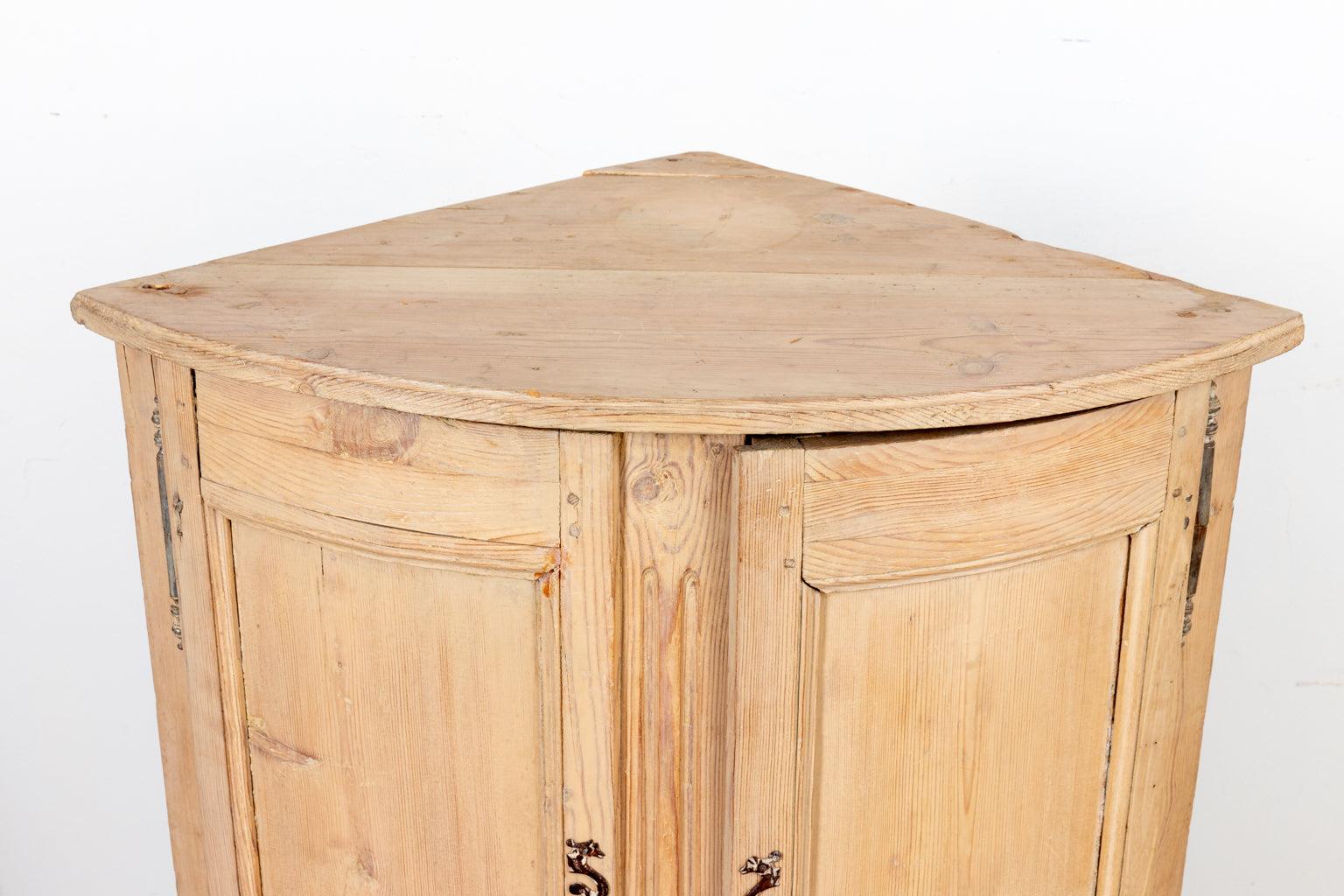 French Provincial Mid-19th Century French Pine Corner Cabinet For Sale