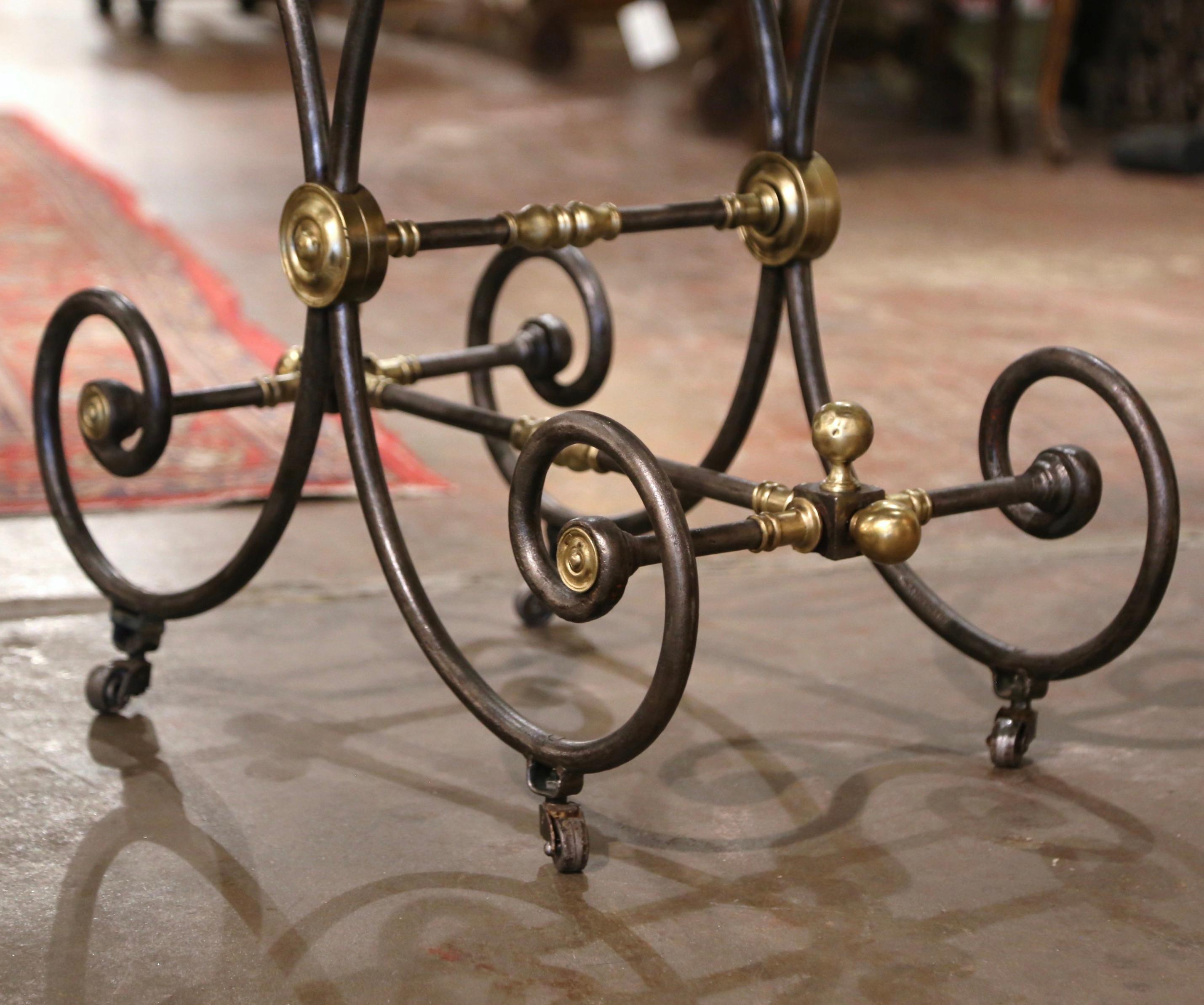 Mid-19th Century French Polished Iron and Bronze Marble Top Pastry Table  5