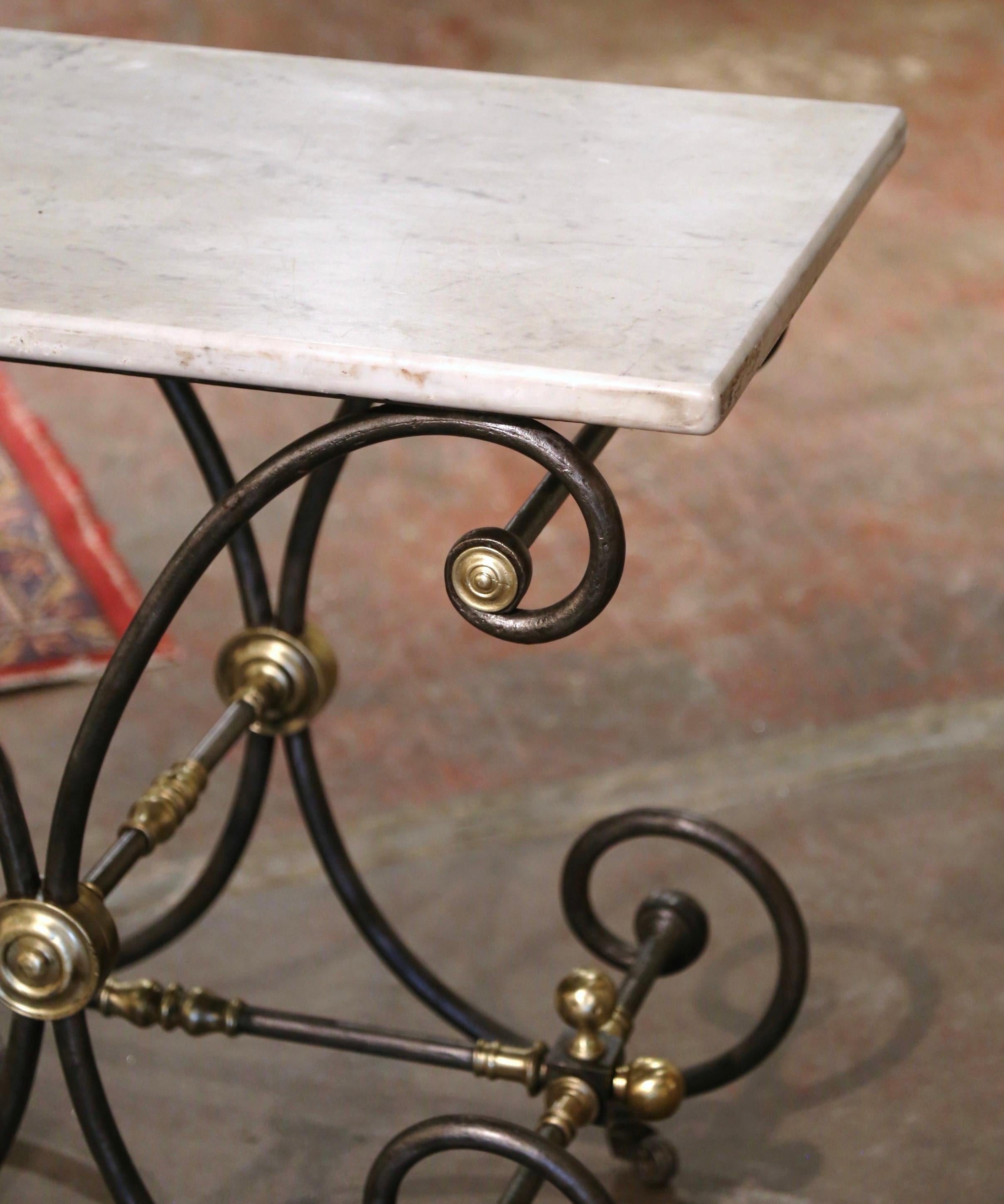 Mid-19th Century French Polished Iron and Bronze Marble Top Pastry Table  2