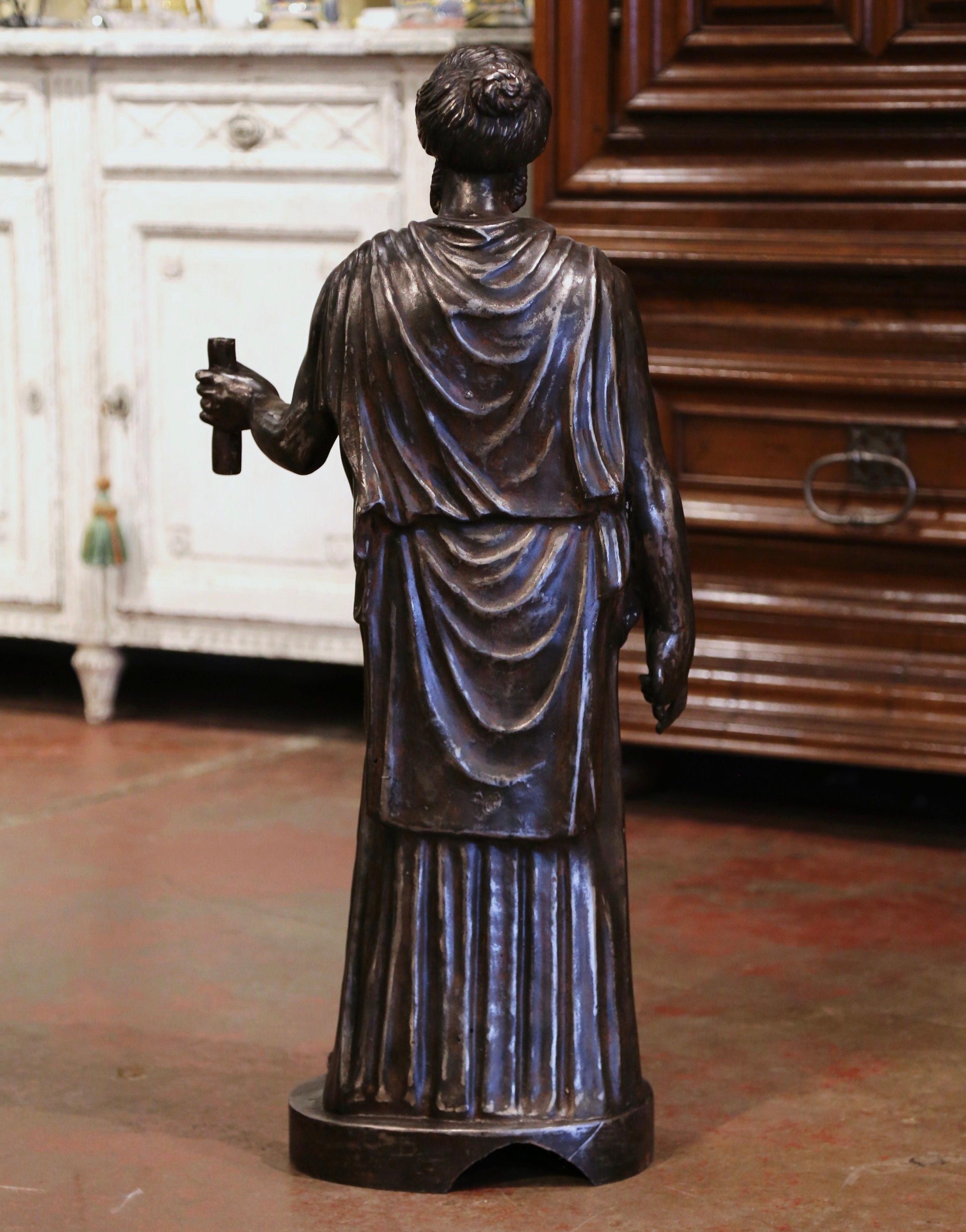 Mid-19th Century French Polished Iron Roman Female Statuary Signed J.J. Ducel 3