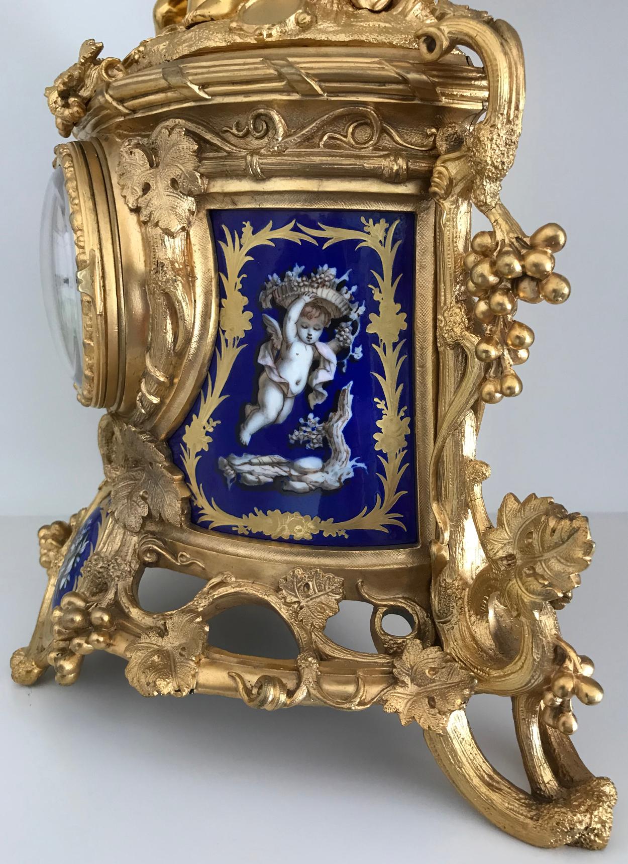 Metal Ormolu Mantel Clock, Retailed by Howell James London & Paris, 19th Century For Sale