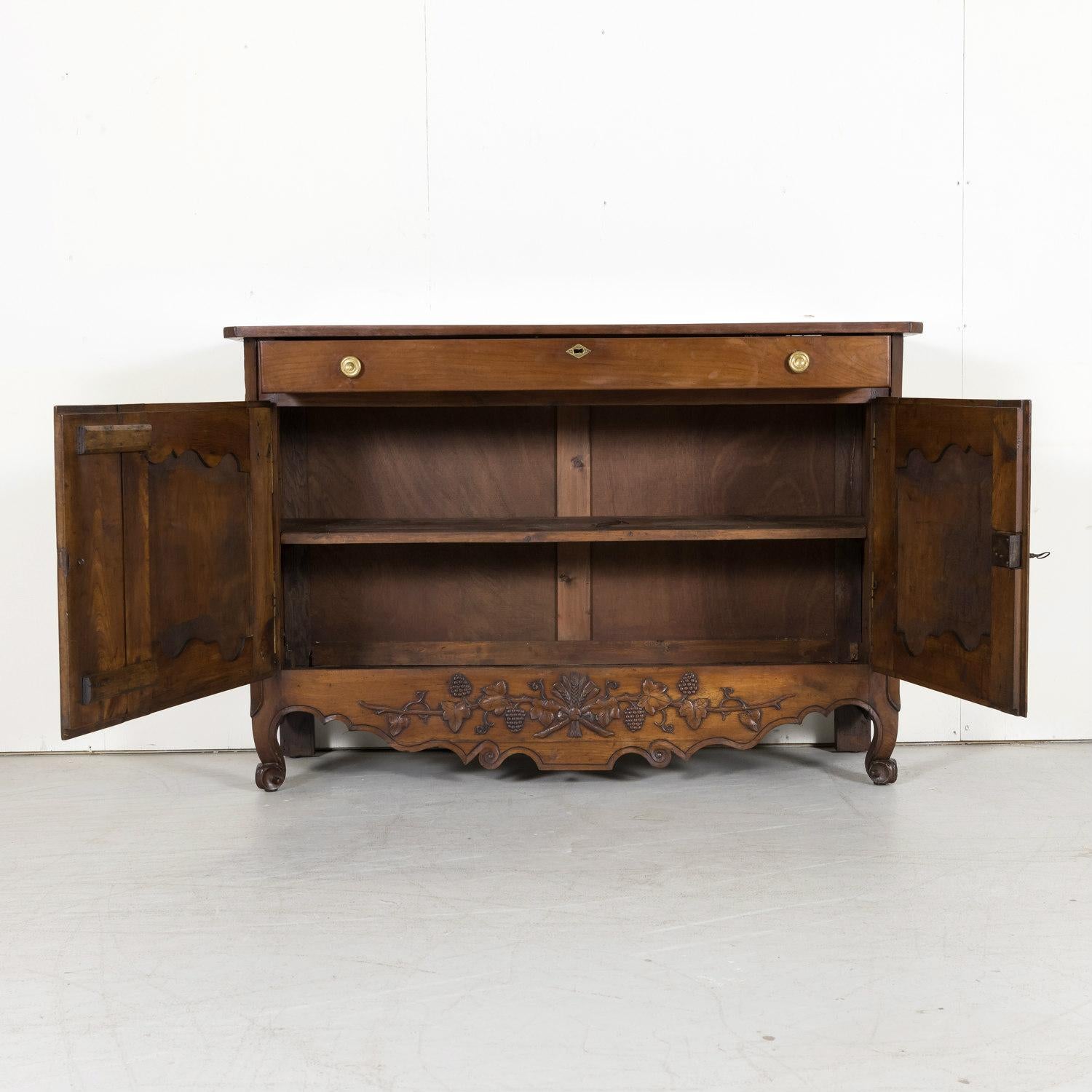 Mid-19th Century French Provincial Louis XV Style Cherry Buffet Nantais For Sale 4