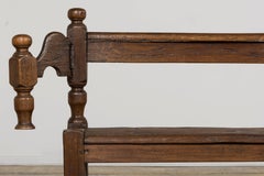 Mid 19th Century Hand-Carved French Provincial Oak Hall Bench