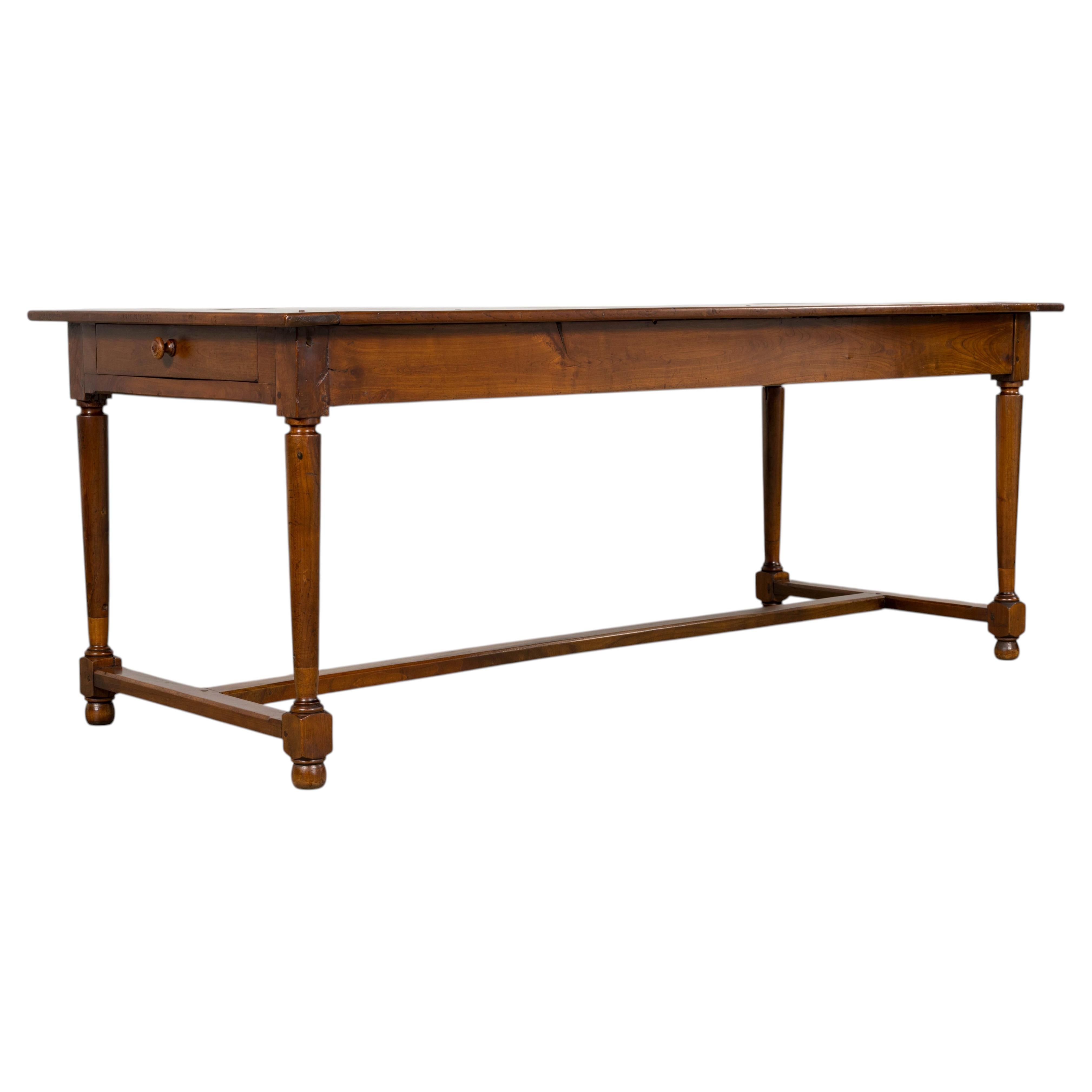 Mid-19th Century French Walnut Dining Table with Drawers, Provence