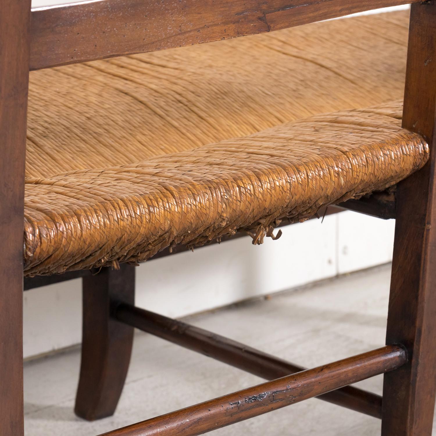 Mid-19th Century French Radassier or Ladder Back Rush Seat Bench 11
