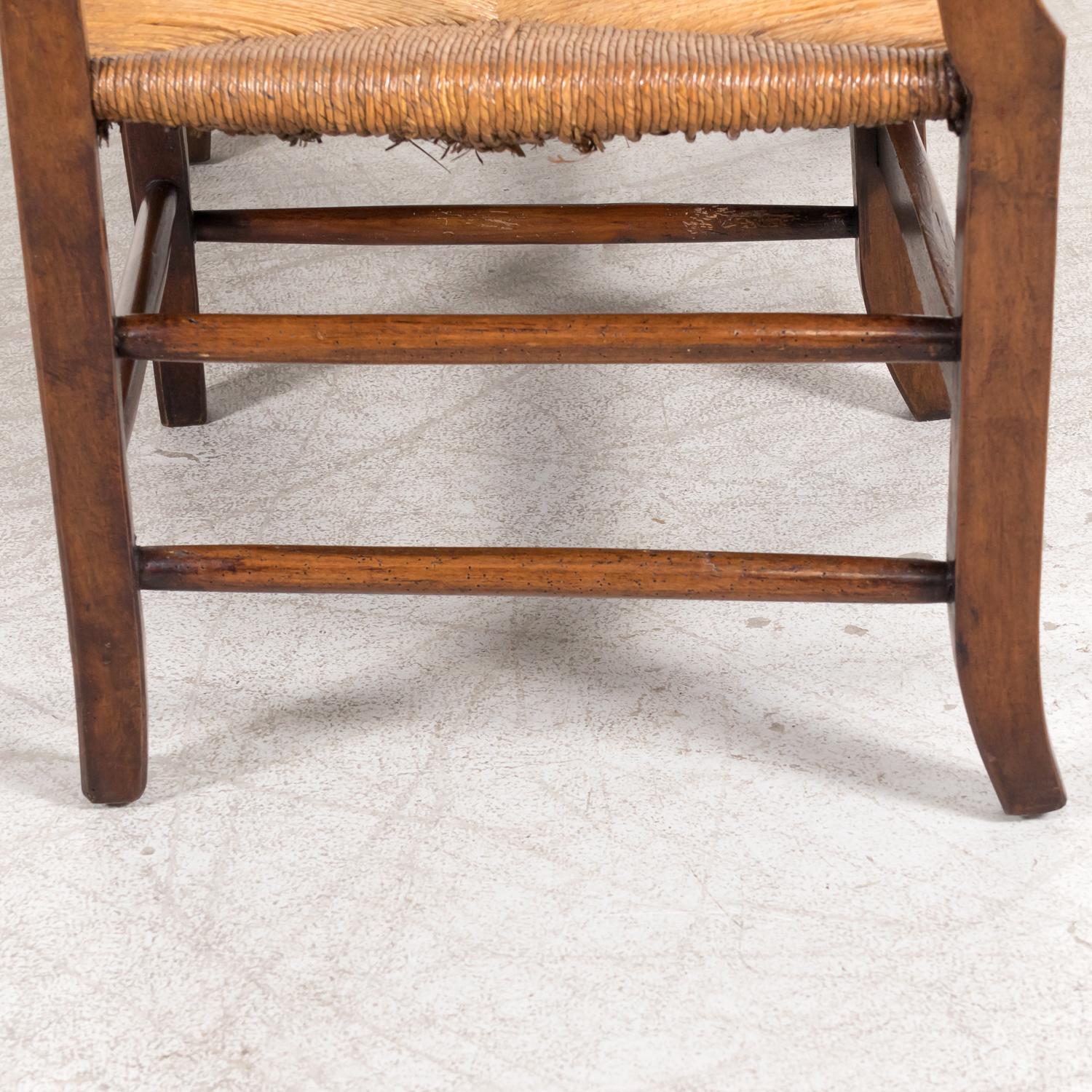 Mid-19th Century French Radassier or Ladder Back Rush Seat Bench 12