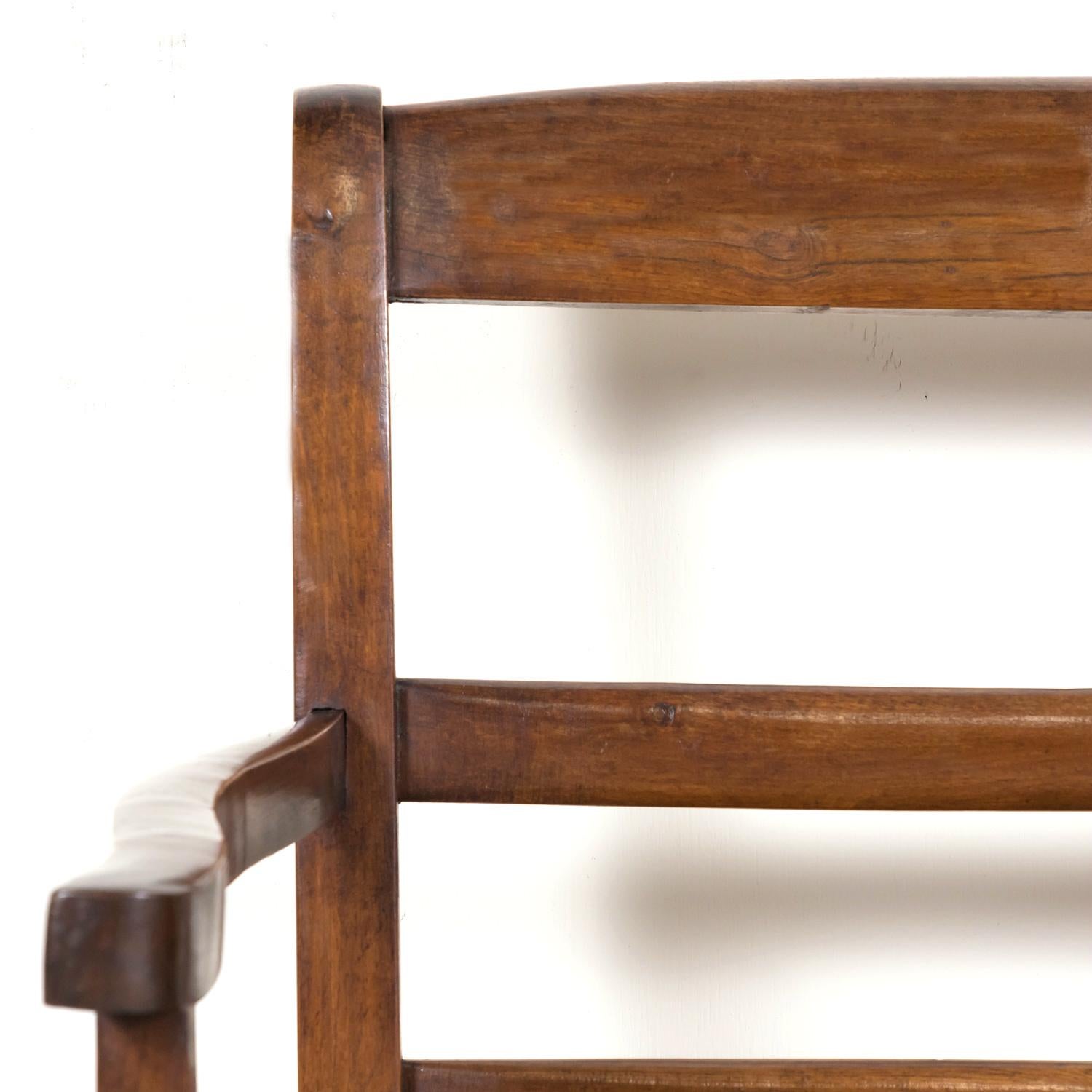 Mid-19th Century French Radassier or Ladder Back Rush Seat Bench 2
