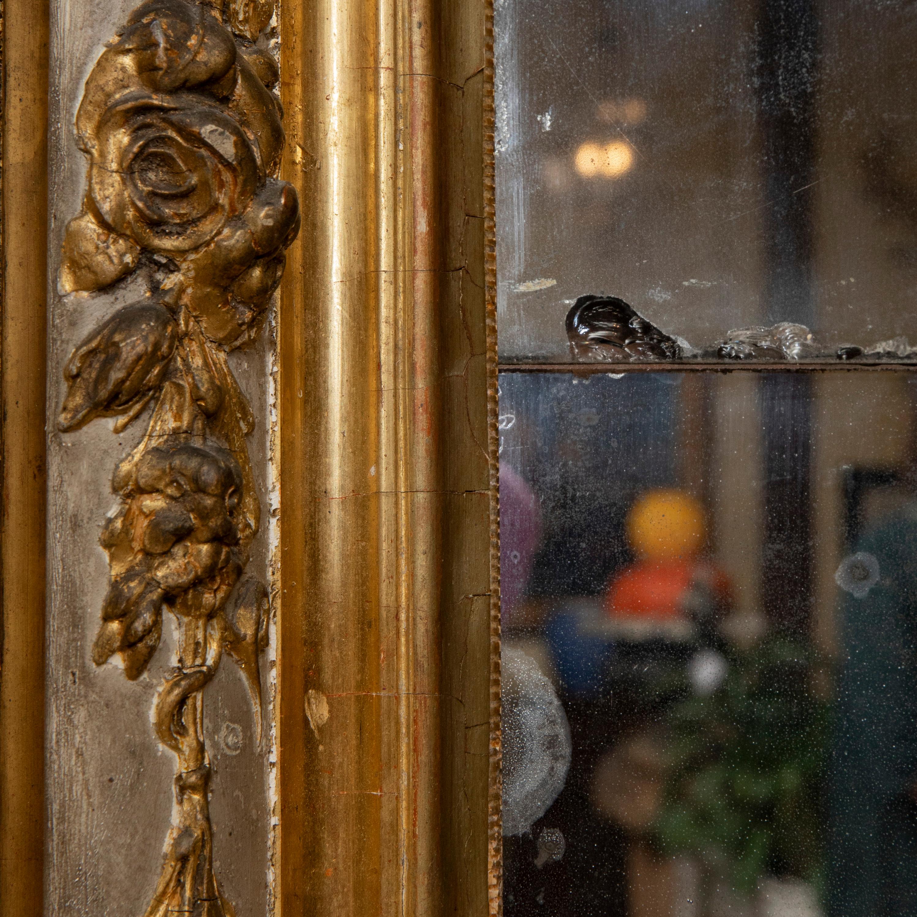 Mitte des 19. Jahrhunderts Französisch Regency-Stil vergoldet Holz in voller Länge Spiegel, 87-in hoch im Zustand „Gut“ im Angebot in Fayetteville, AR