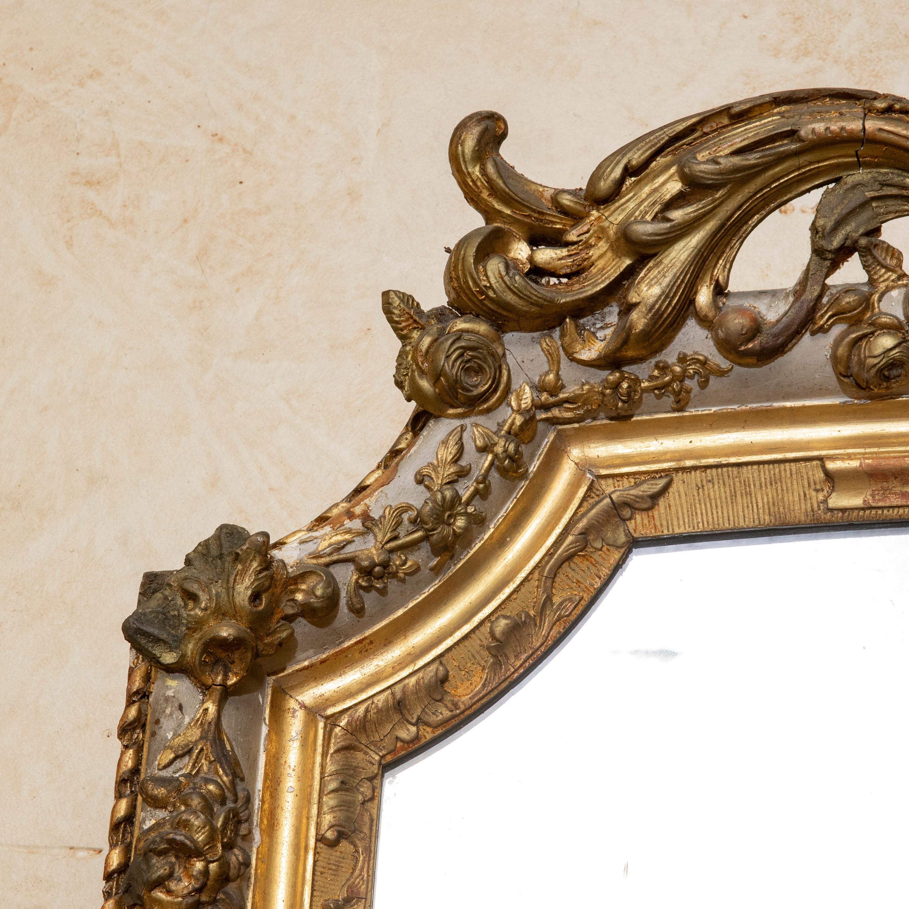 Mid-19th Century French Regency Style Gilt Wood Full Length Mirror, 87-in Tall For Sale 2