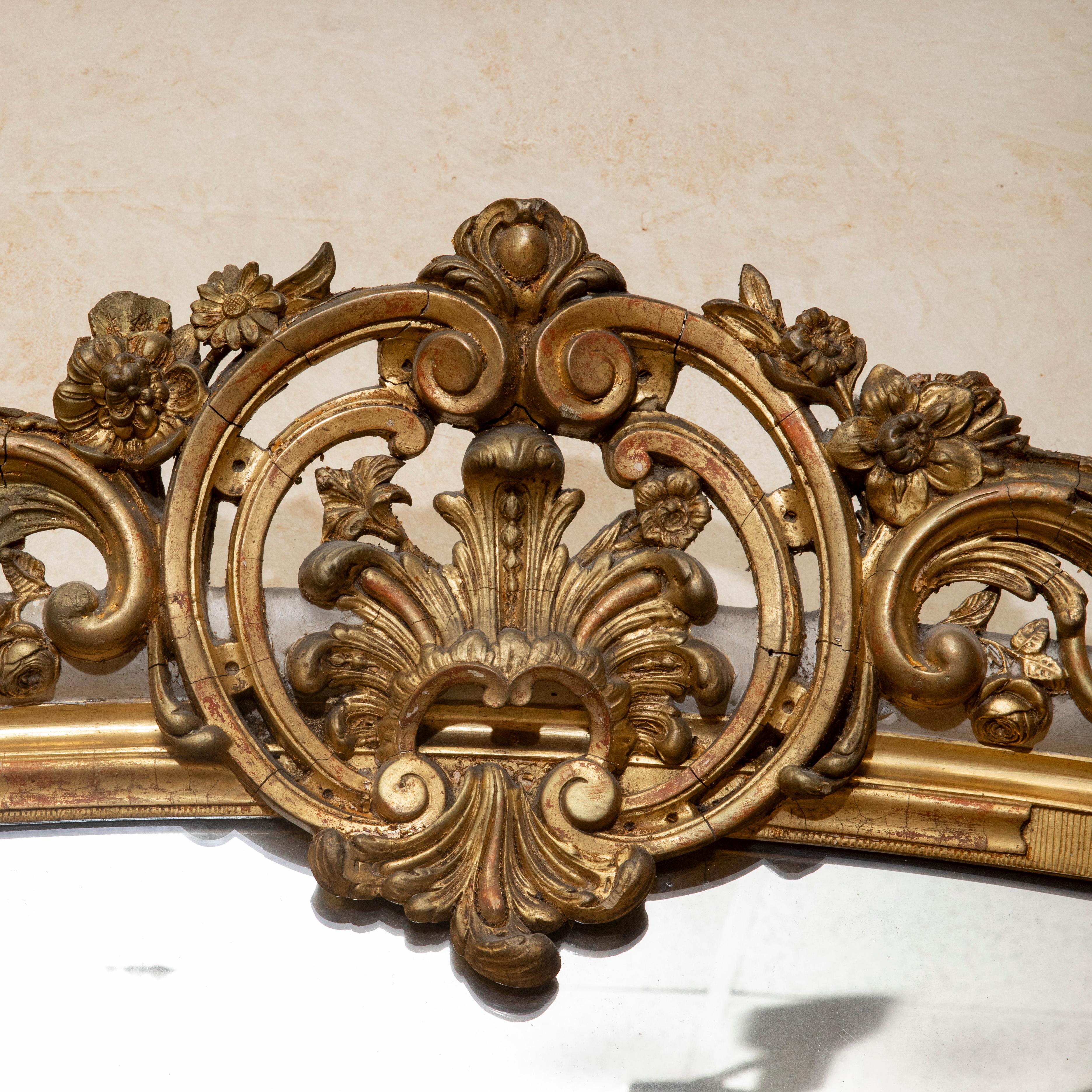 Mid-19th Century French Regency Style Gilt Wood Full Length Mirror, 87-in Tall For Sale 3