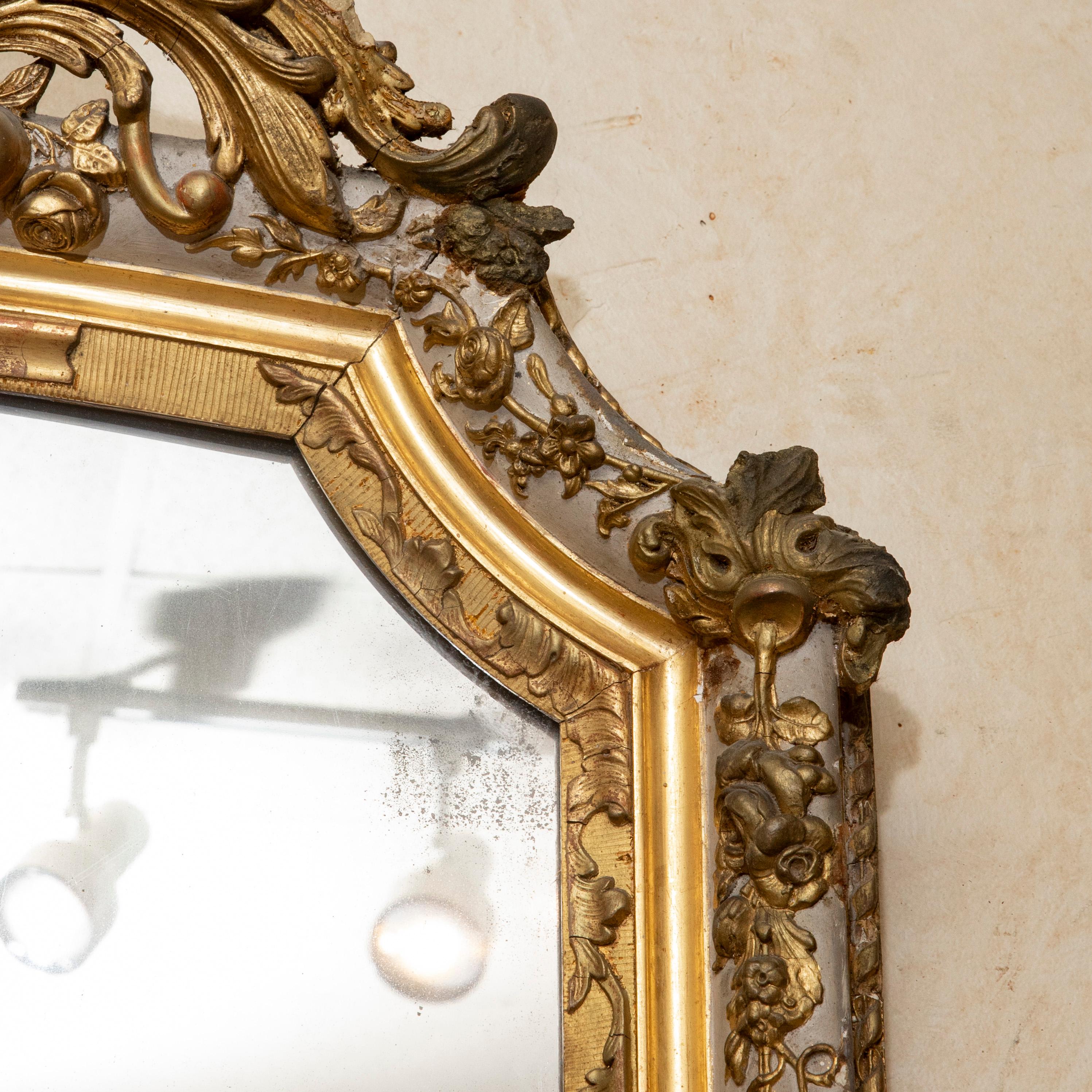 Mid-19th Century French Regency Style Gilt Wood Full Length Mirror, 87-in Tall For Sale 4
