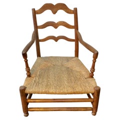 Mid-19th Century French Rush Seat Lounge Chair