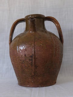 Mid-19th Century French Rustic Glazed Terracotta Walnut Oil Jar