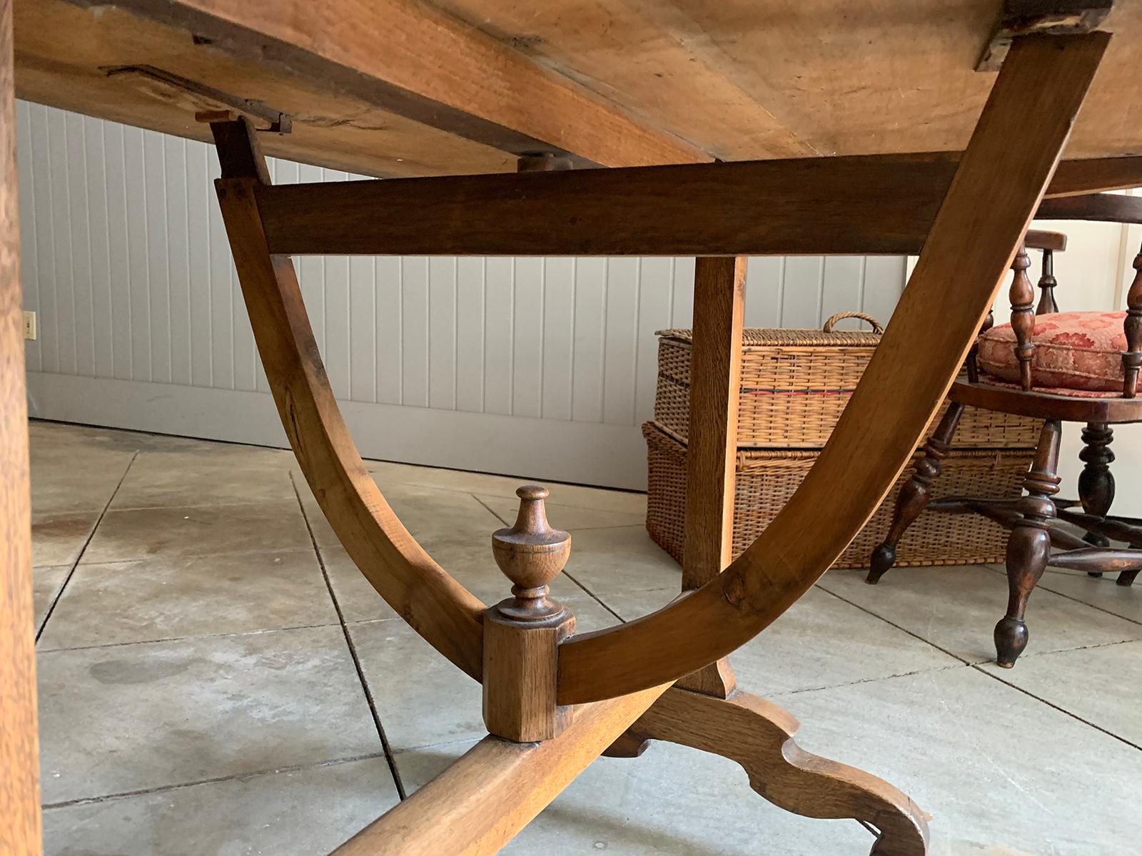 Mid-19th Century French Rustic Oval Wine Tasting Table with Trestle Base 9