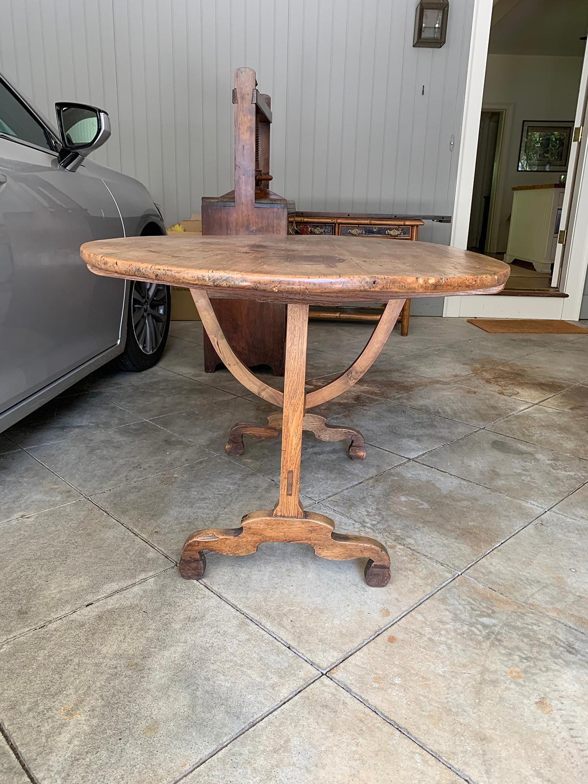 Mid-19th Century French Rustic Oval Wine Tasting Table with Trestle Base 2