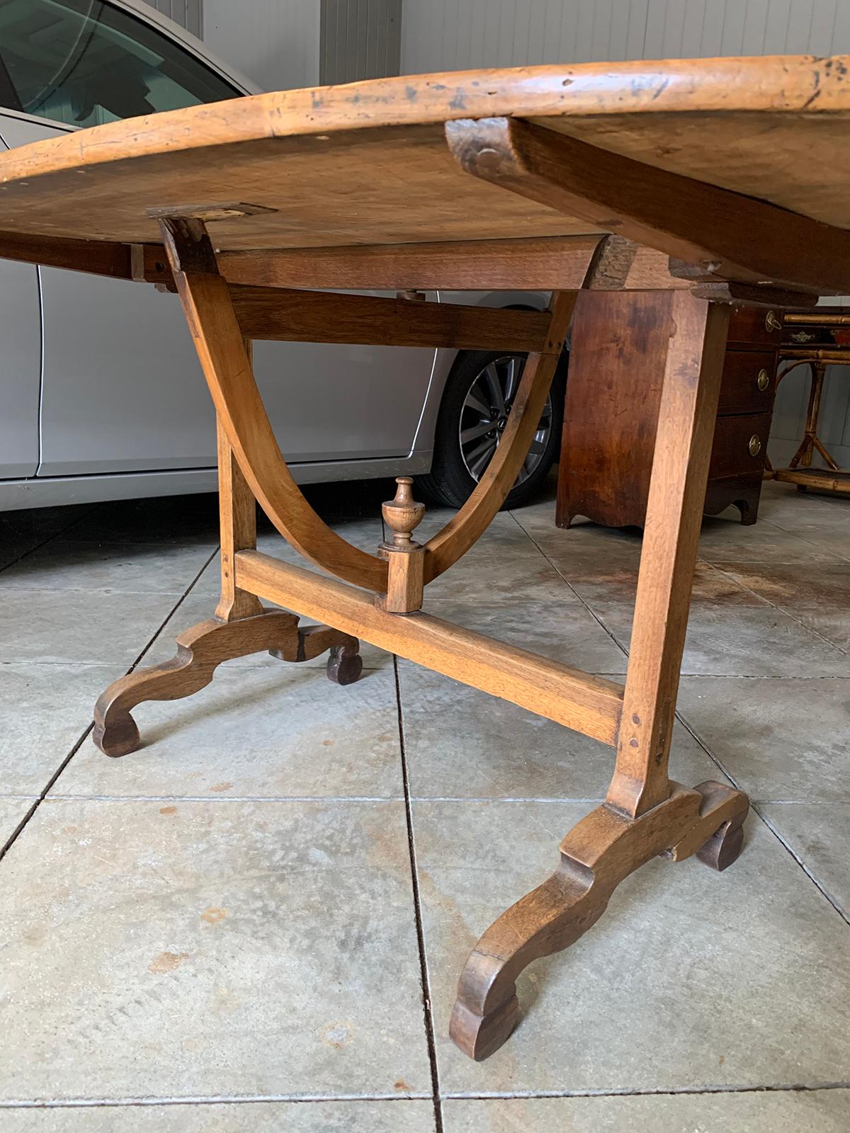 Mid-19th Century French Rustic Oval Wine Tasting Table with Trestle Base 3