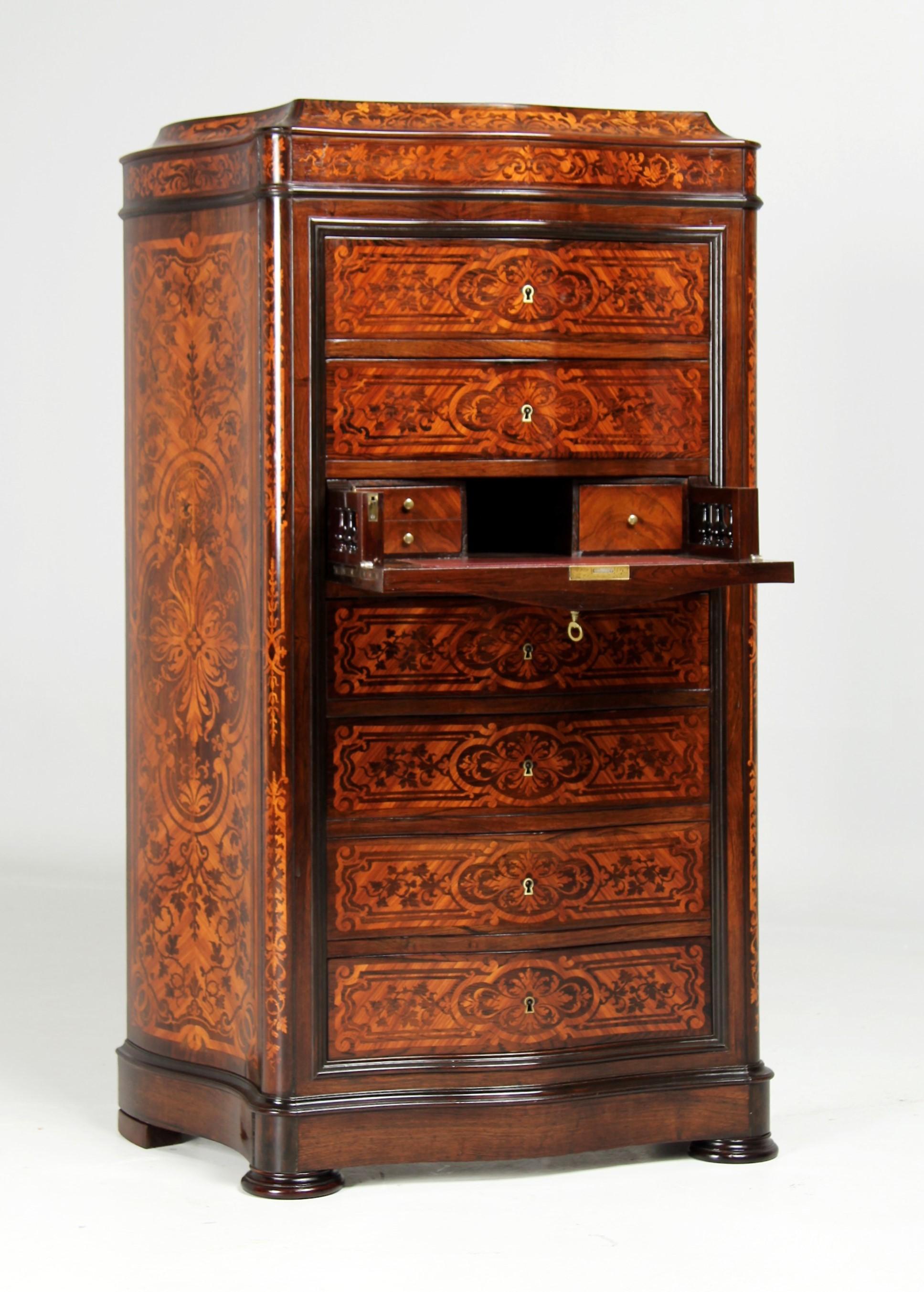 Mid 19th Century French Semainier or High Chest with Secretary Compartement For Sale 5