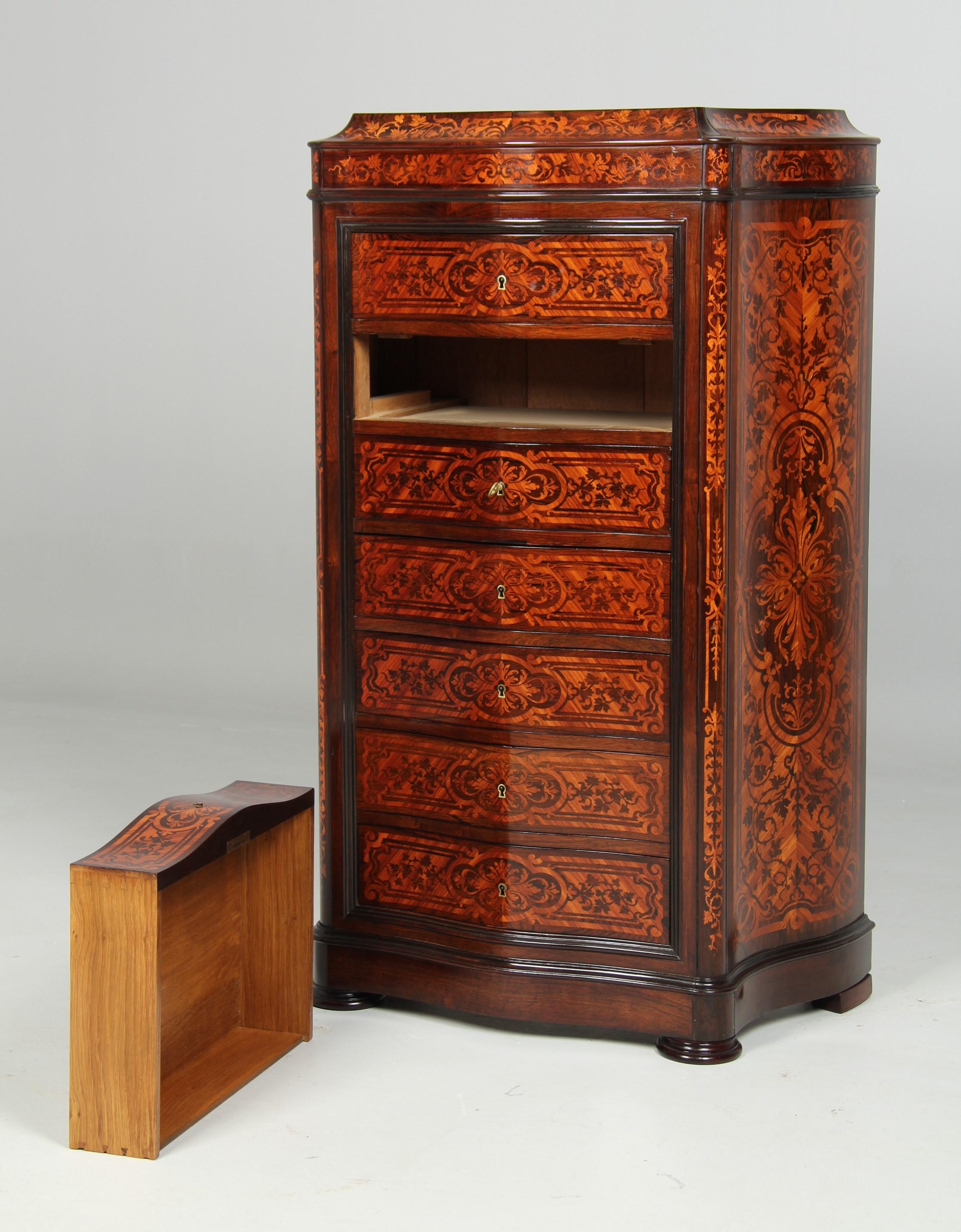 Mid 19th Century French Semainier or High Chest with Secretary Compartement For Sale 9