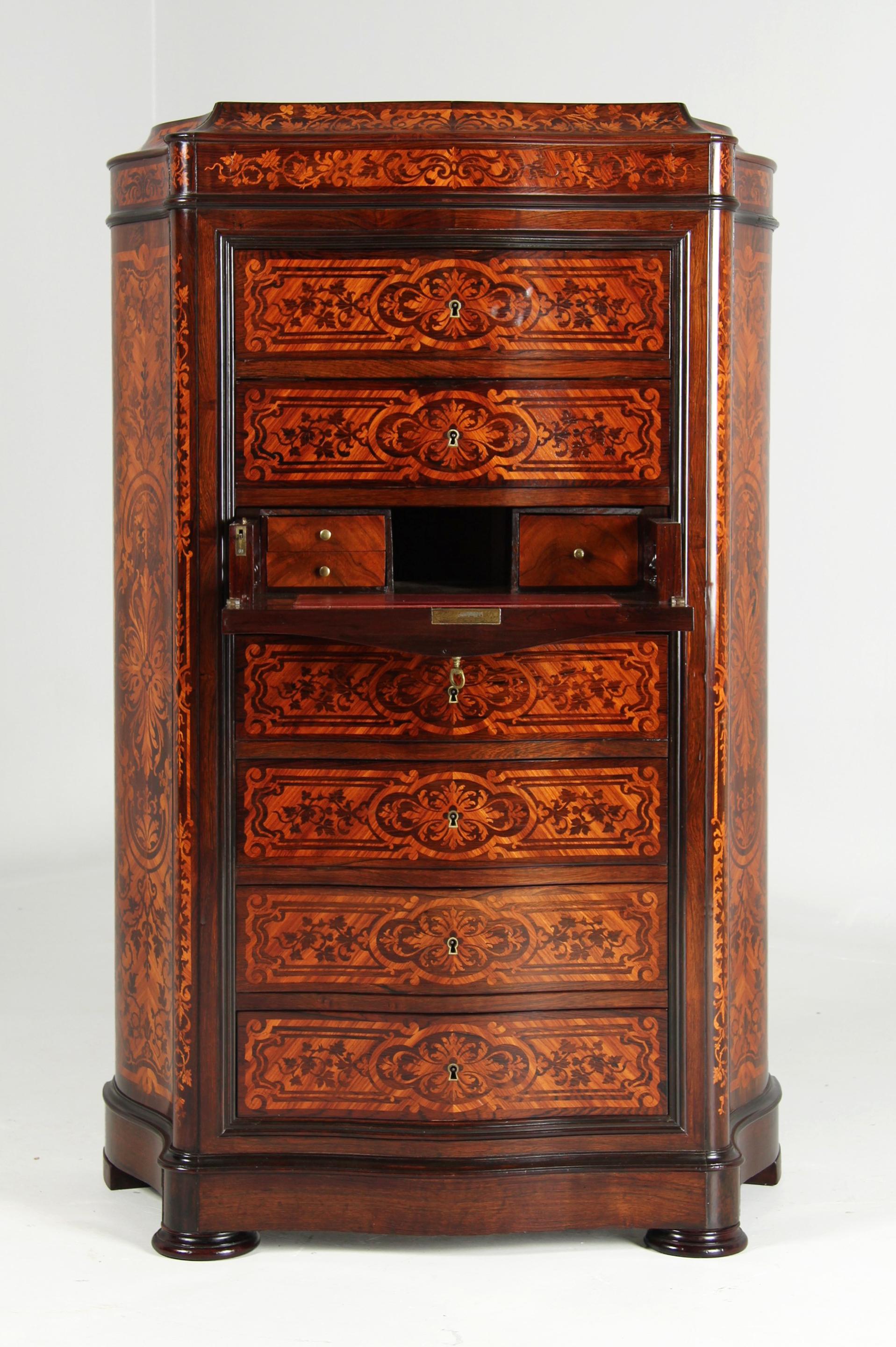 Napoleon III Mid 19th Century French Semainier or High Chest with Secretary Compartement For Sale