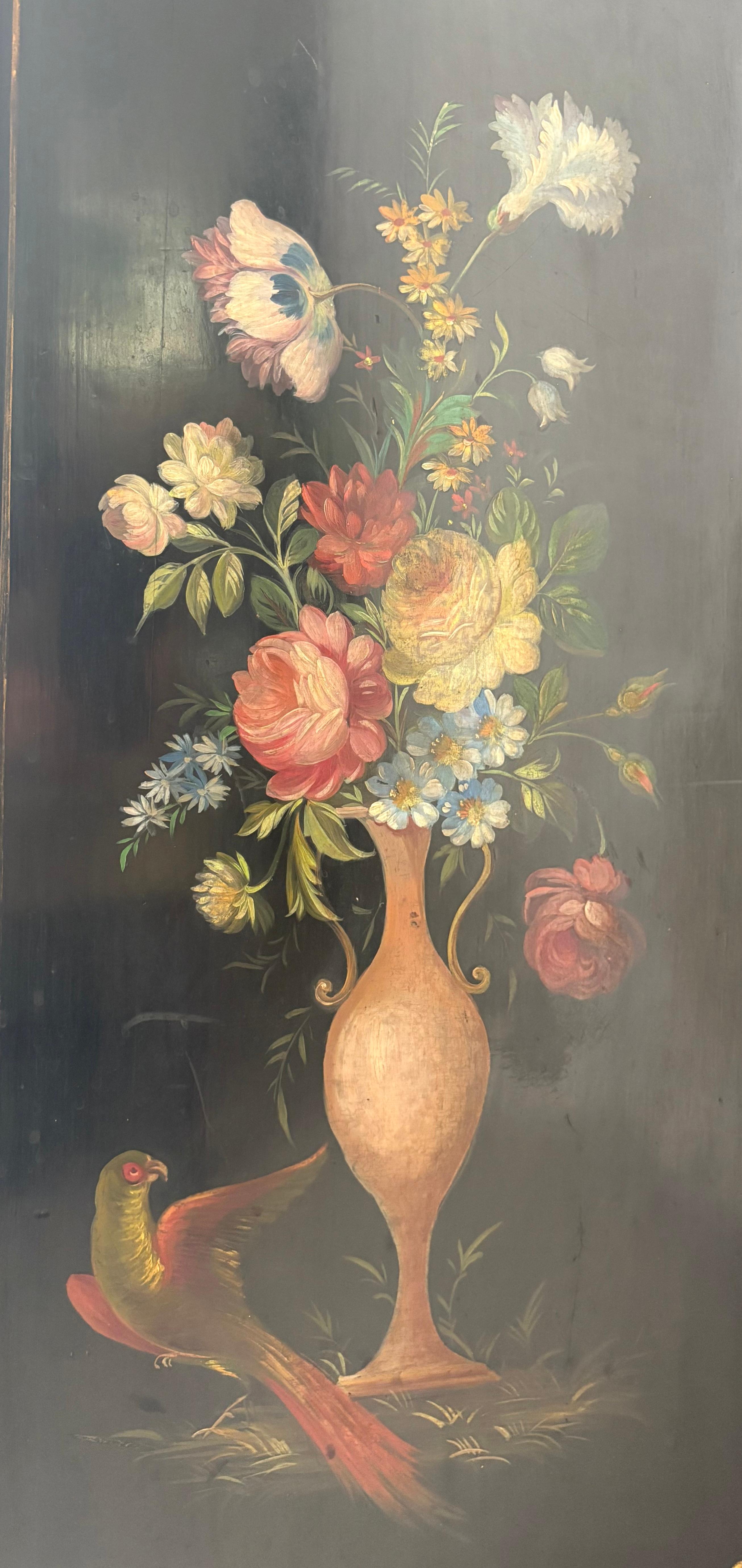Französischer Beistellschrank aus der Mitte des 19. Jahrhunderts mit außergewöhnlicher Blumenmalerei im Angebot 9