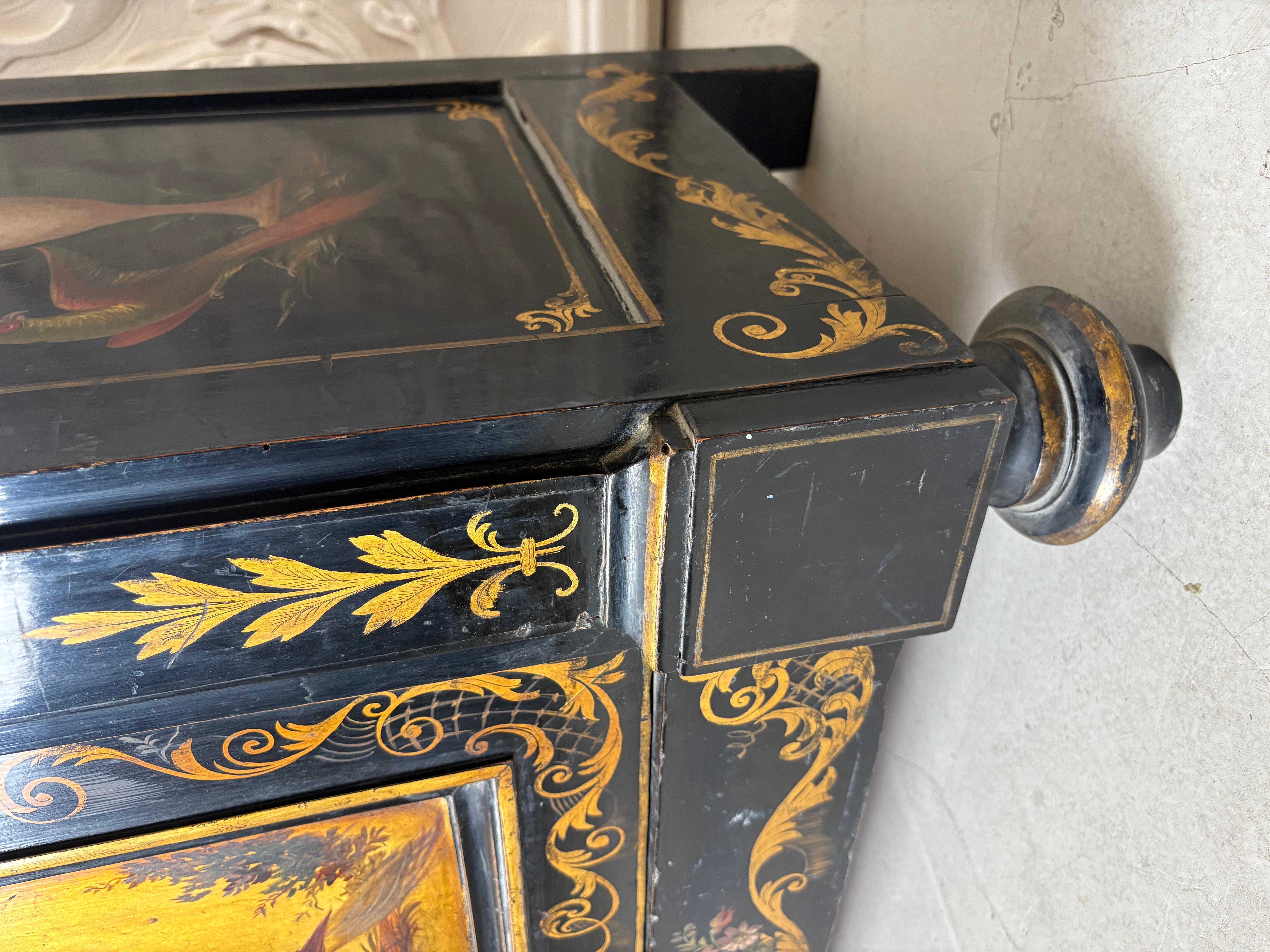 Französischer Beistellschrank aus der Mitte des 19. Jahrhunderts mit außergewöhnlicher Blumenmalerei im Angebot 10