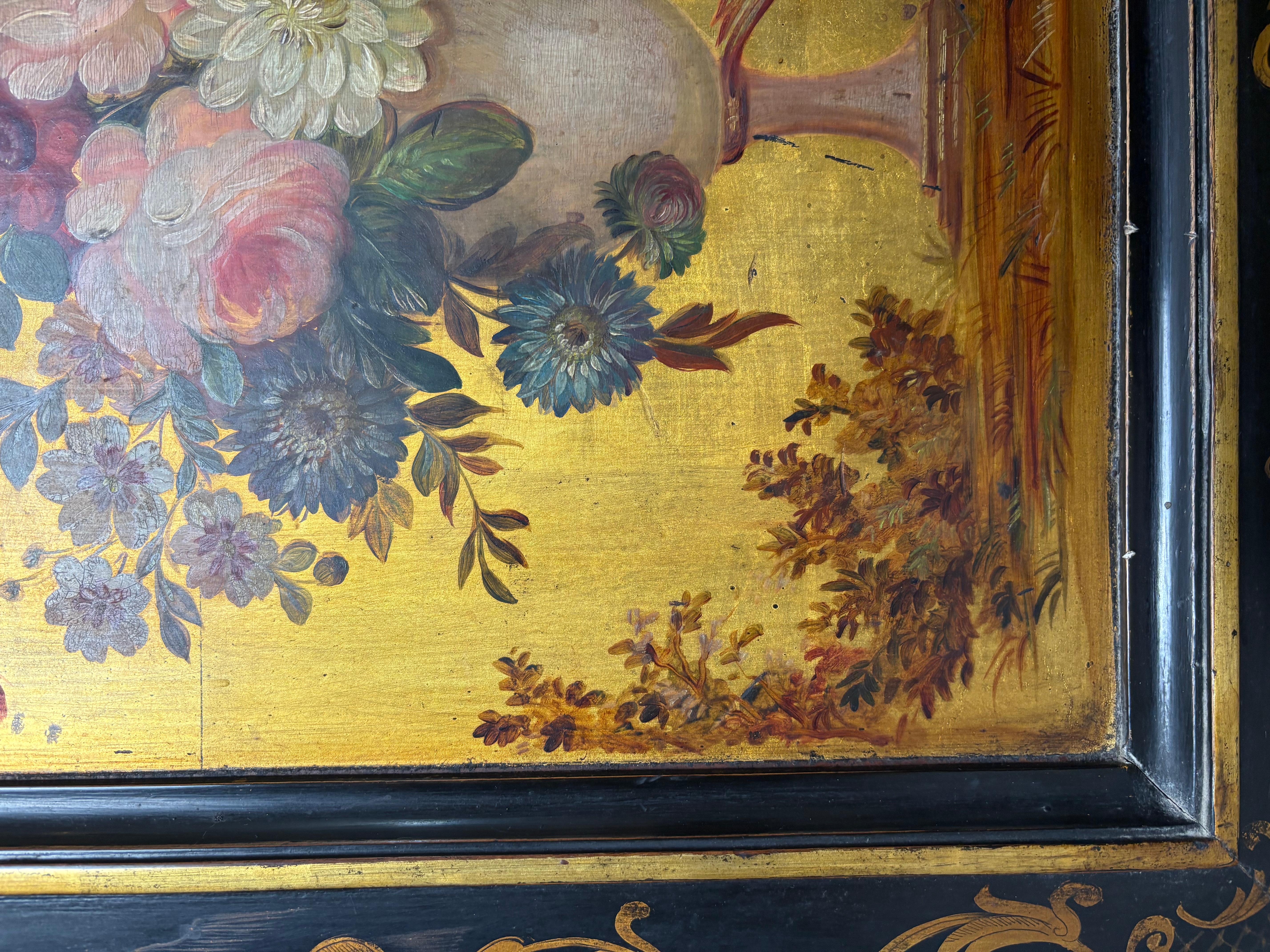 Französischer Beistellschrank aus der Mitte des 19. Jahrhunderts mit außergewöhnlicher Blumenmalerei im Angebot 11