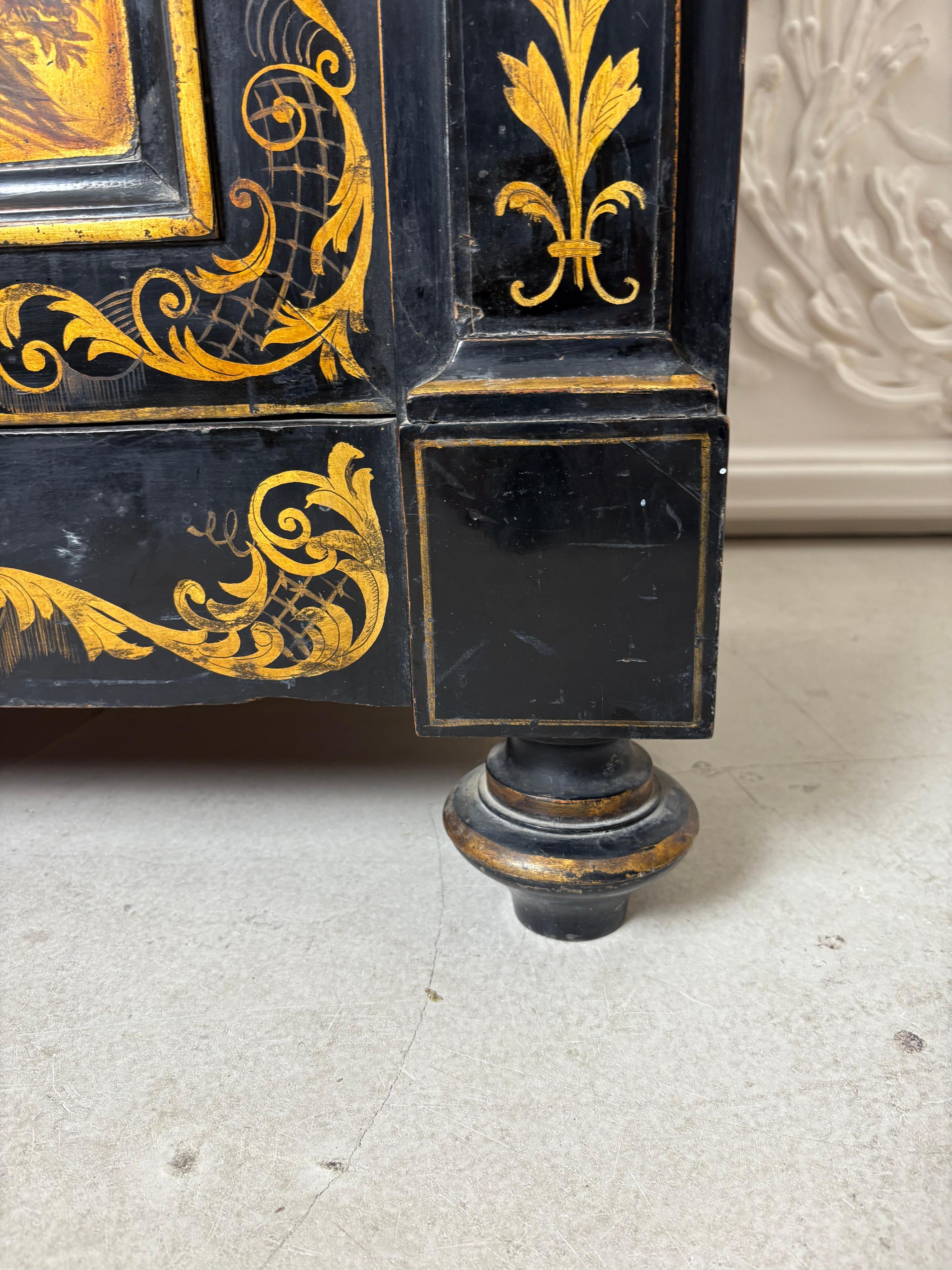 Mueble auxiliar francés de mediados del siglo XIX con una excepcional pintura de flores en venta 11