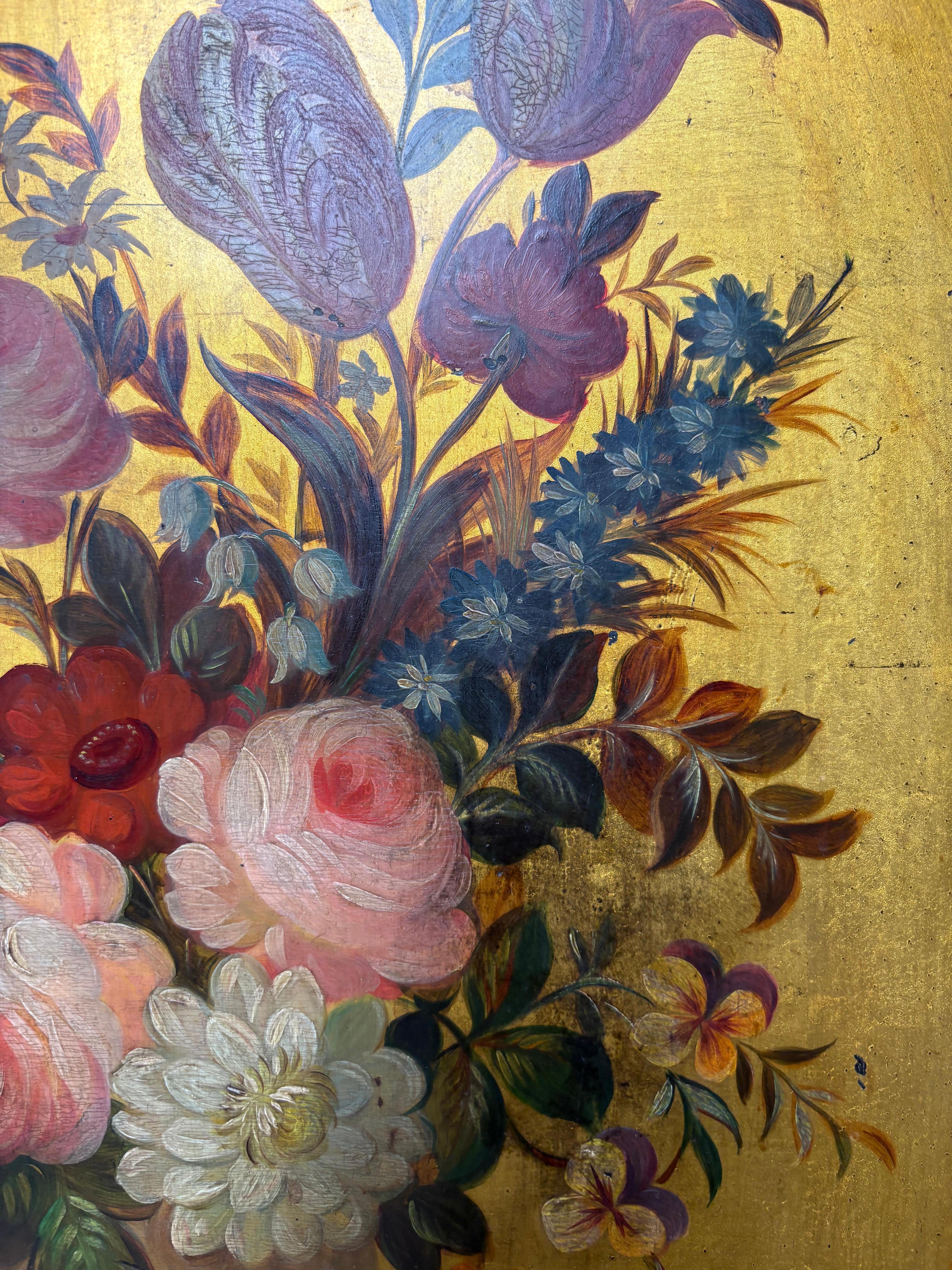 Mueble auxiliar francés de mediados del siglo XIX con una excepcional pintura de flores Francés en venta