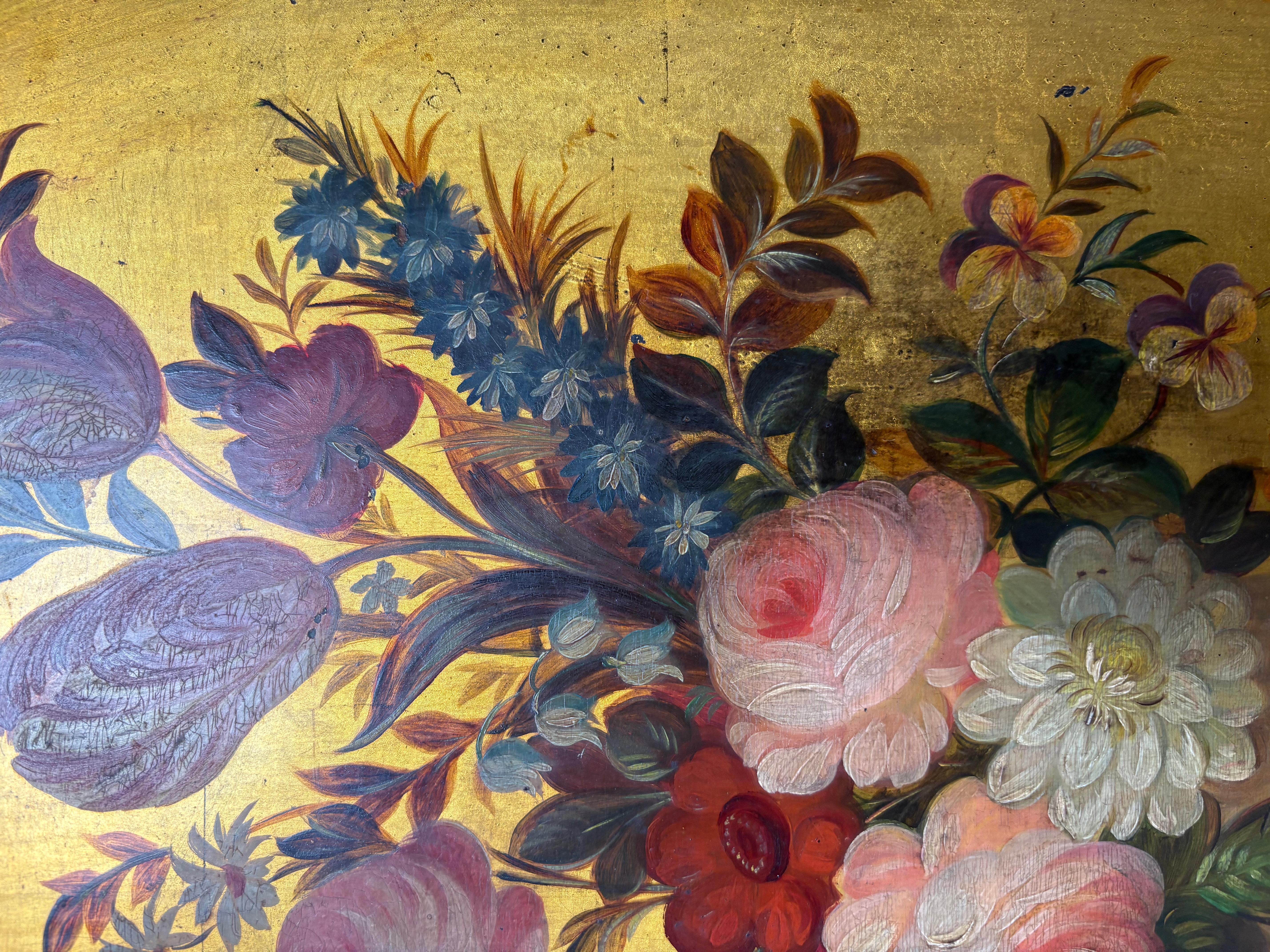 Französischer Beistellschrank aus der Mitte des 19. Jahrhunderts mit außergewöhnlicher Blumenmalerei (Handbemalt) im Angebot