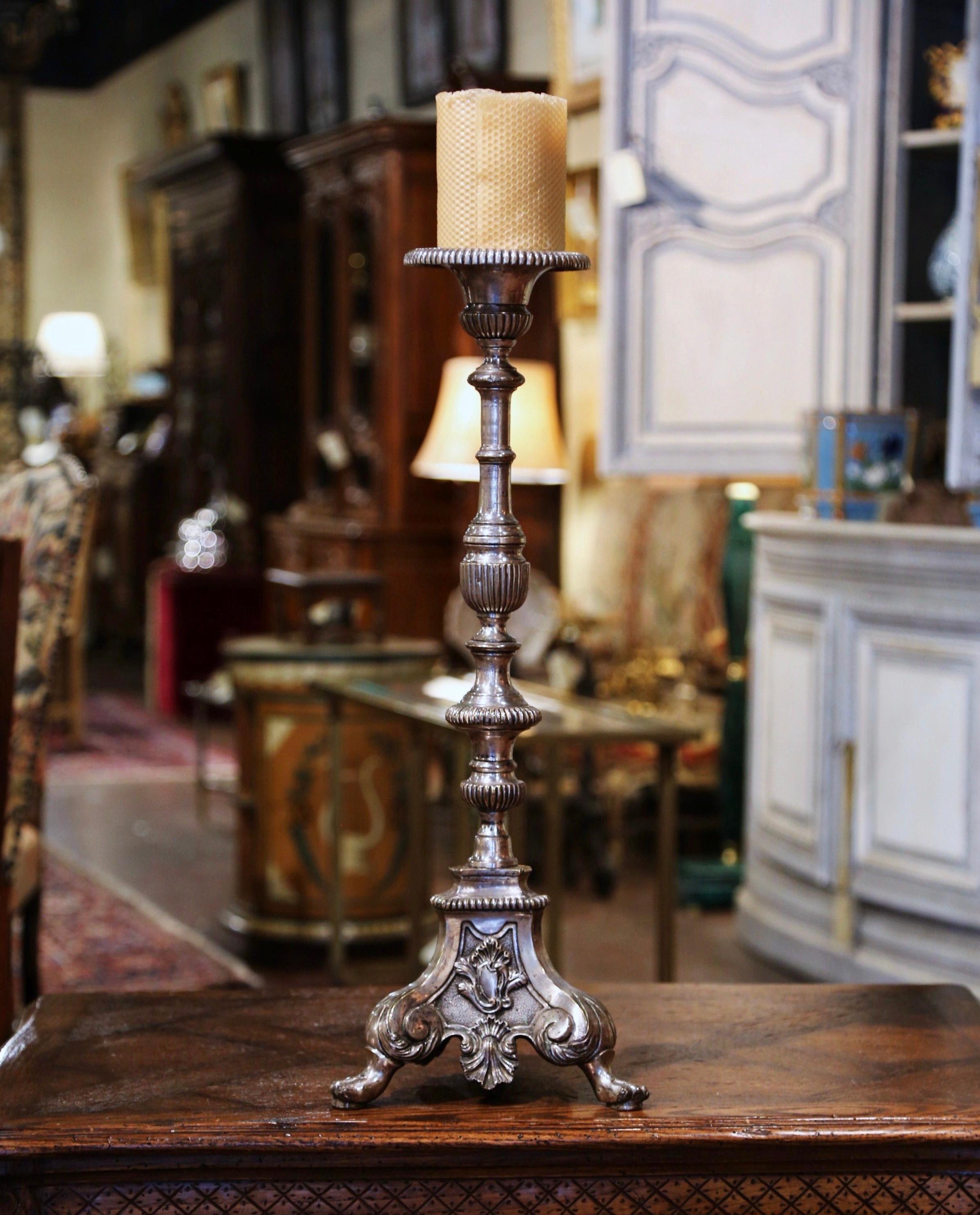 Hand-Crafted Mid-19th Century French Silver Plated Bronze Candleholder
