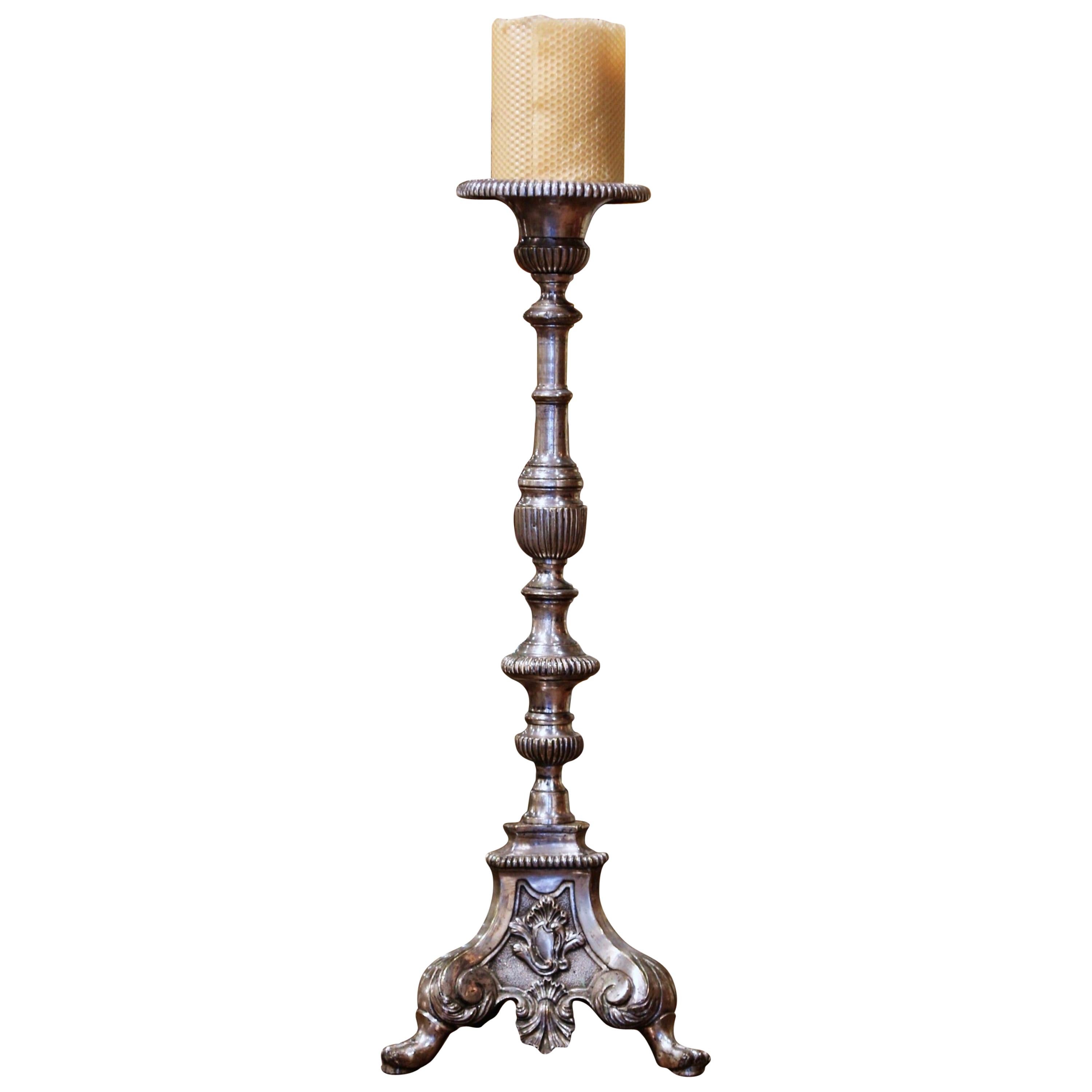 Mid-19th Century French Silver Plated Bronze Candleholder