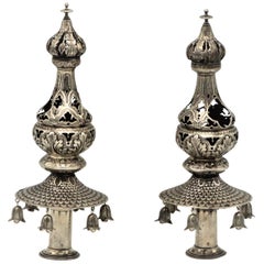 Antique Mid-19th Century French Silver Torah Finials