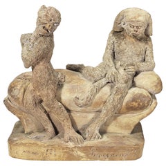 Mid-19th Century French Terracotta Comical Animalier Group of Two Monkeys