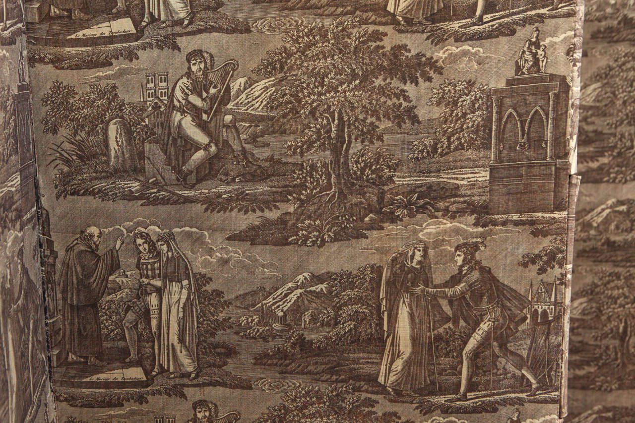 Mid-19th Century French Toile Fabric Screen For Sale 7