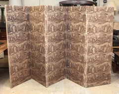 Mid-19th Century French Toile Fabric Screen