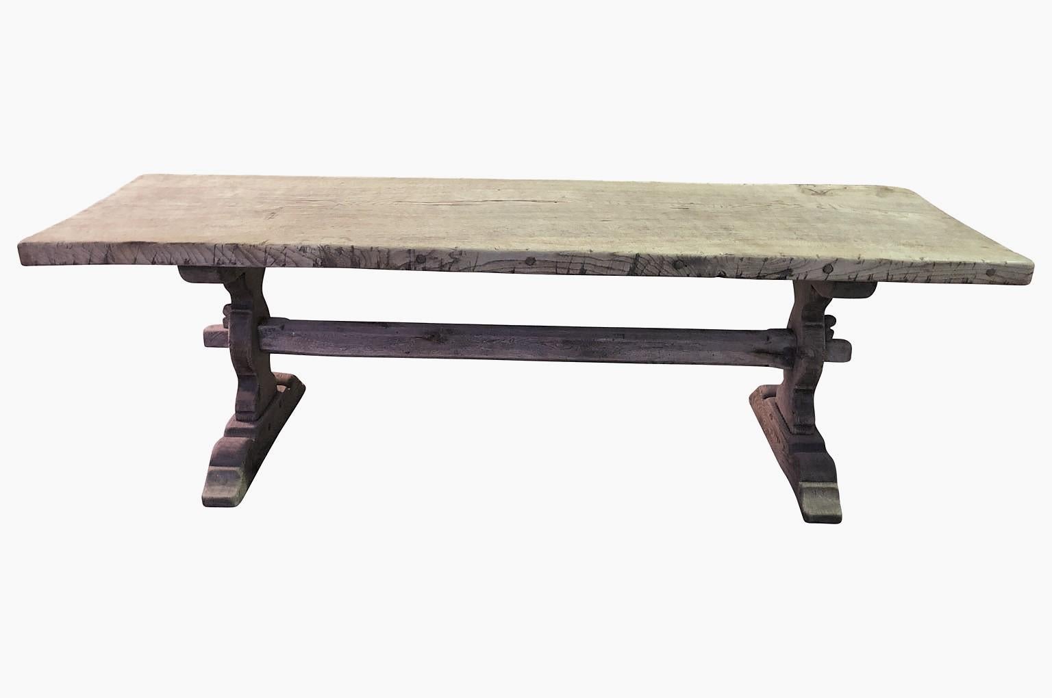 Mid-19th Century French Trestle Table, Farm Table In Good Condition In Atlanta, GA