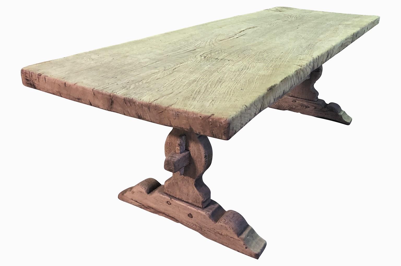 Oak Mid-19th Century French Trestle Table, Farm Table