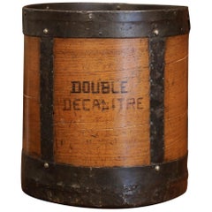 Mid-19th Century French Walnut and Iron Grain Measure Bucket