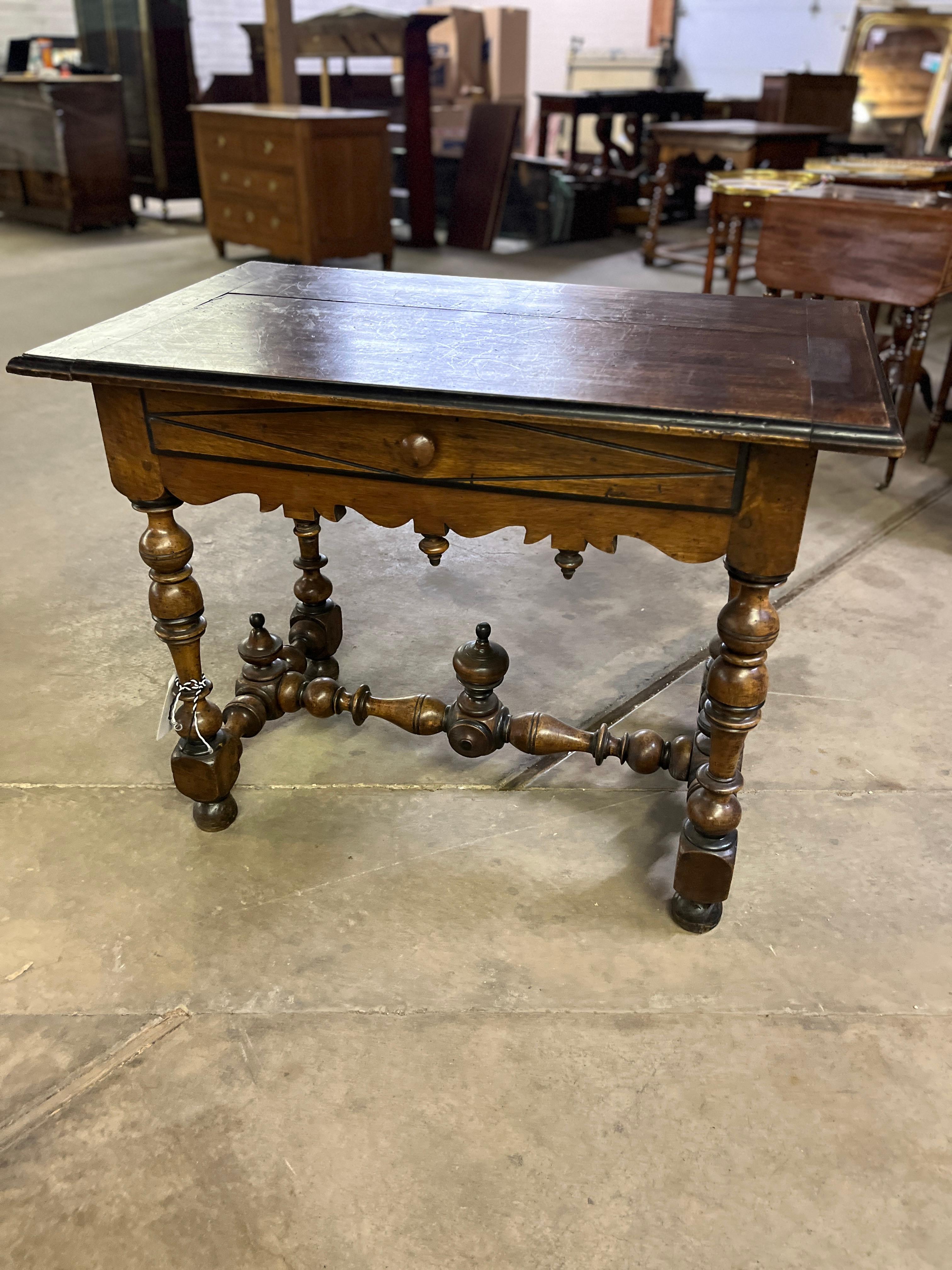 Mid 19th Century French Walnut Library Table. Beautiful Patina & Condition purchased in France. Age appropriate wear, see detailed photos or message us with questions. 