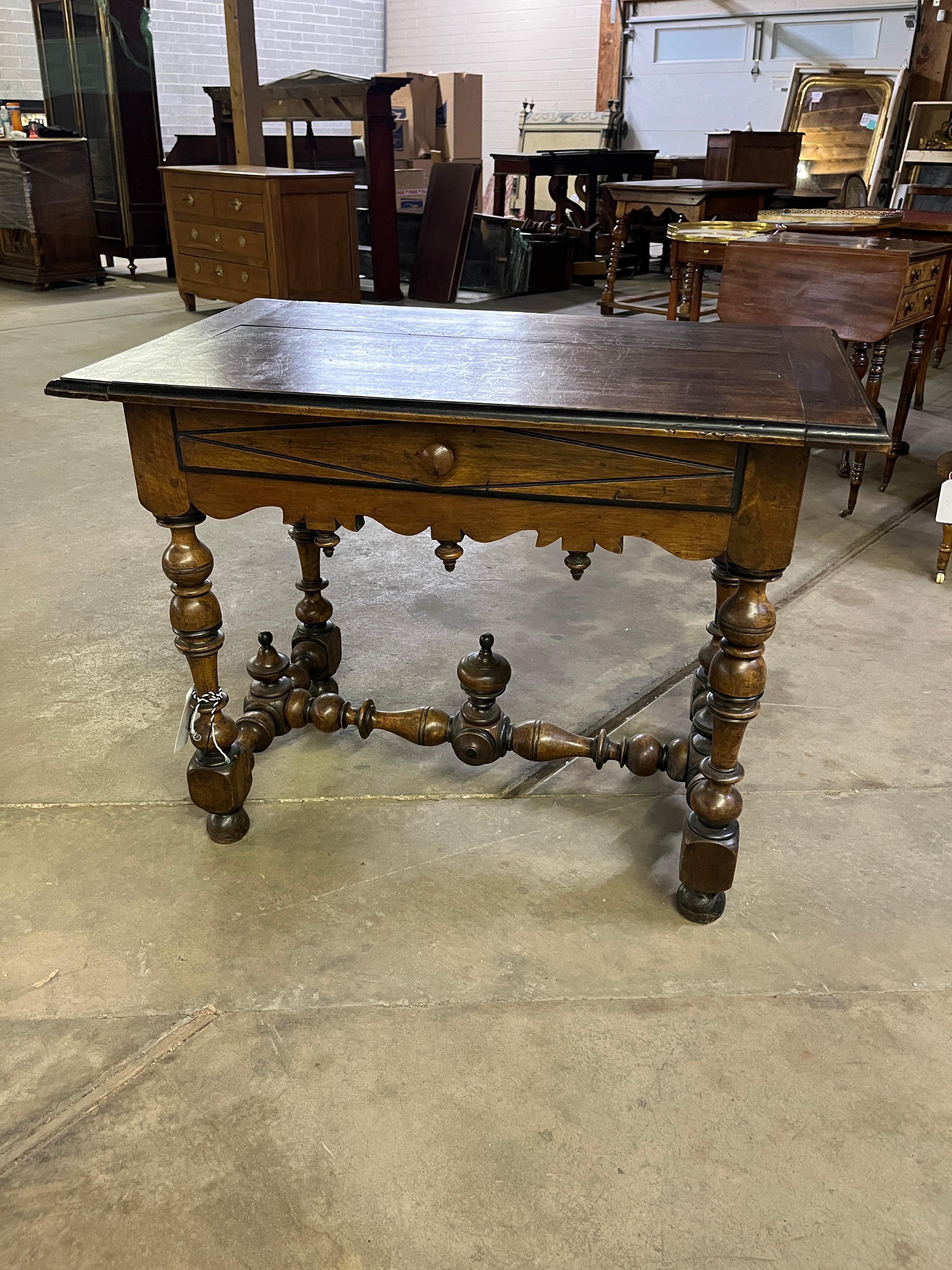 Louis XIV Mid 19th Century French Walnut Library Table For Sale