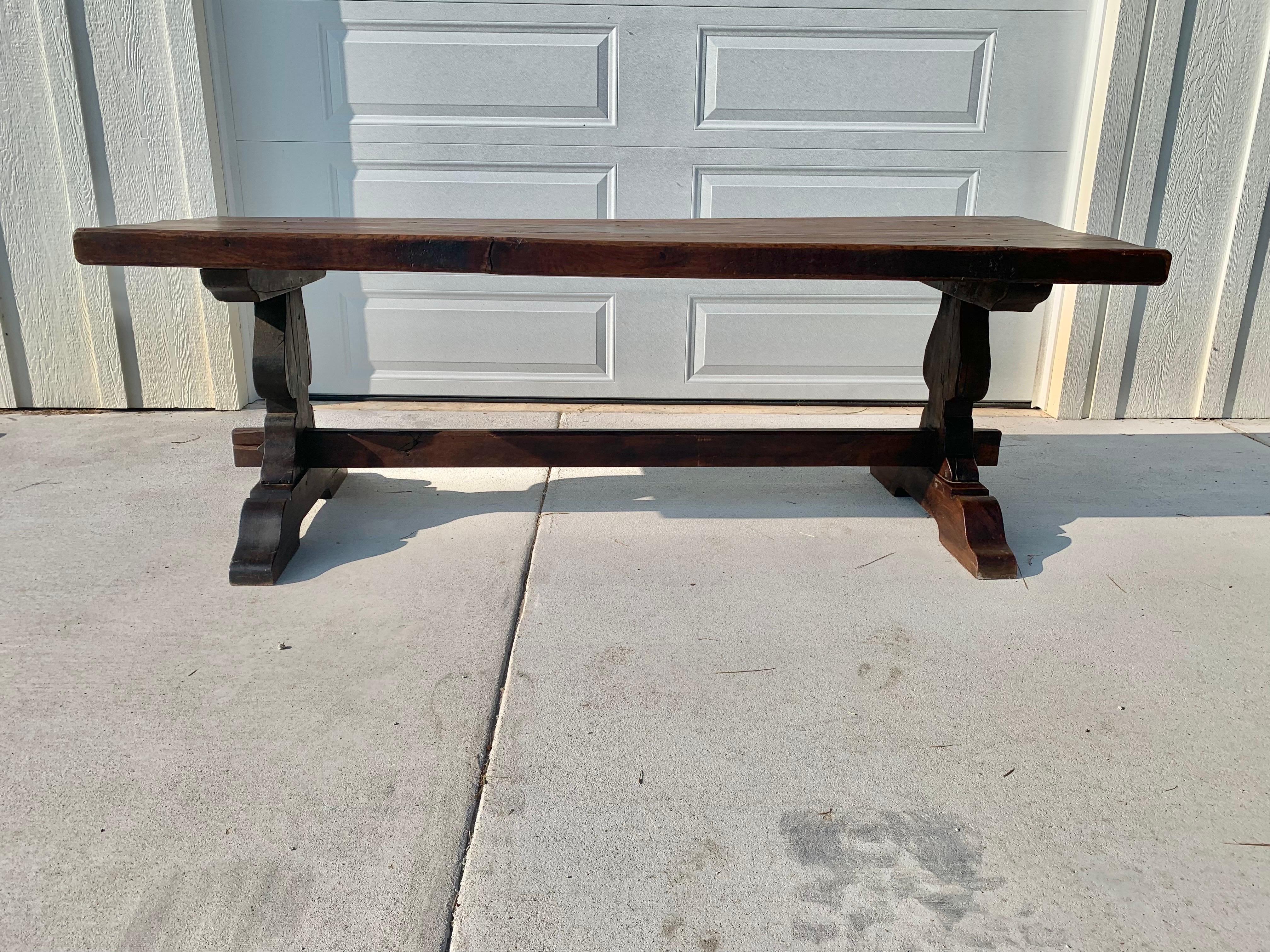 Hand-Crafted Mid 19th Century French Walnut Monastery Dining Table