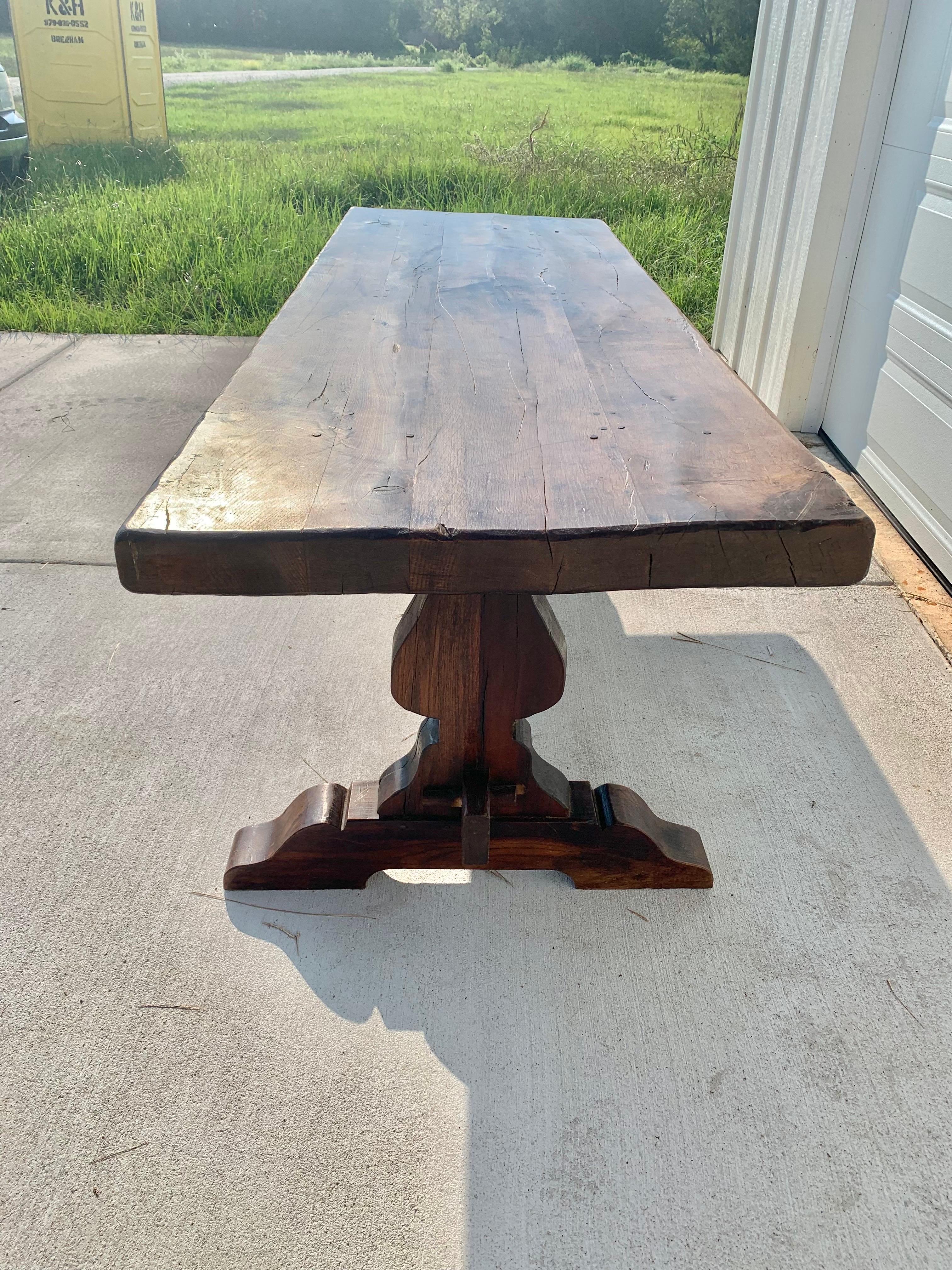 Mid 19th Century French Walnut Monastery Dining Table In Good Condition In Burton, TX