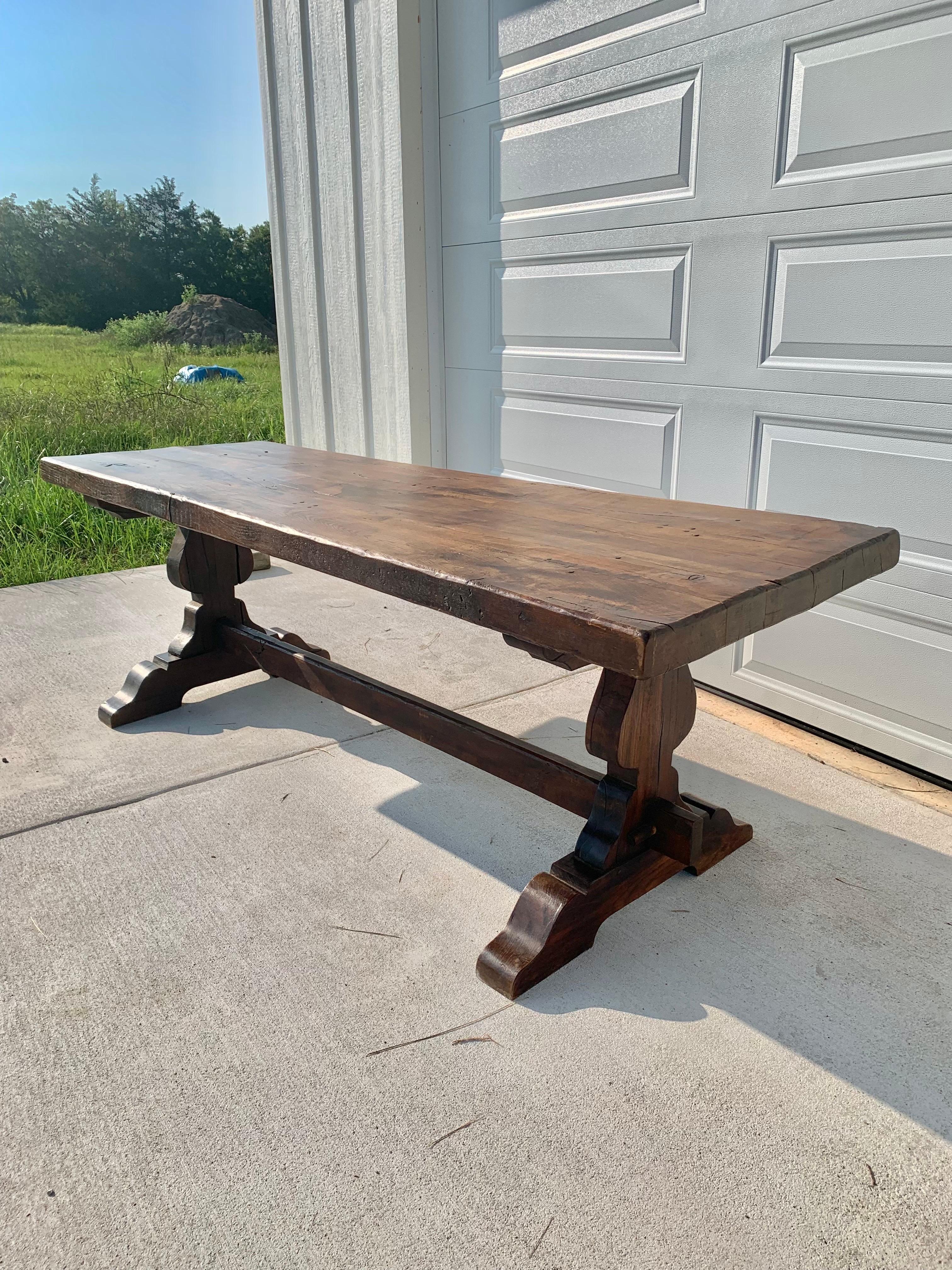 Mid 19th Century French Walnut Monastery Dining Table 1