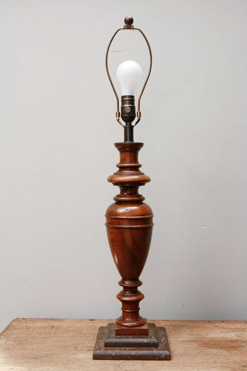 English Mid-19th Century French Walnut Table Lamp