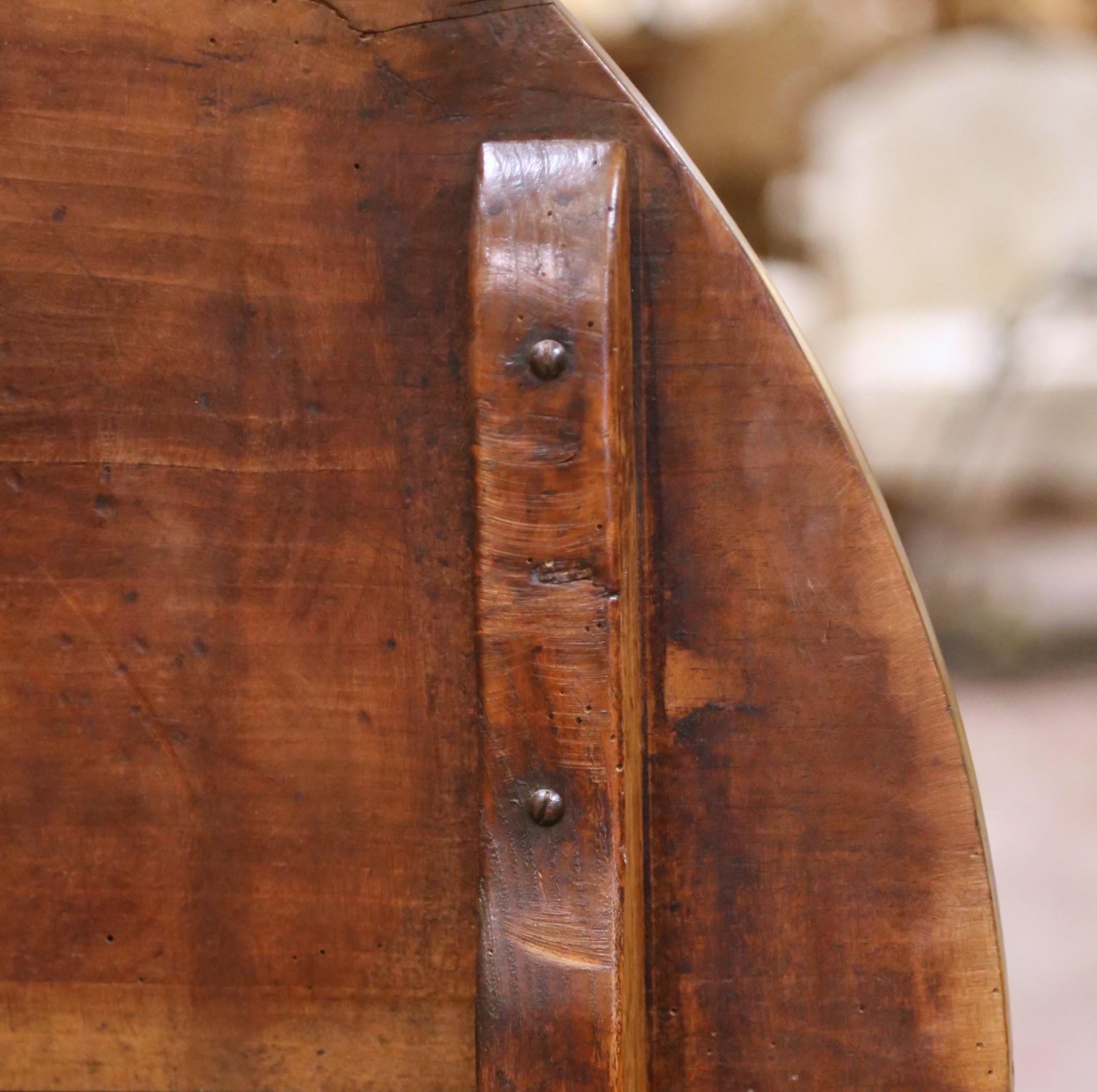 Mid-19th Century French Walnut Wine Tasting Table with Lyre-Form Stretcher For Sale 5