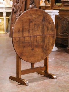Mid-19th Century French Walnut Wine Tasting Table with Lyre-Form Stretcher